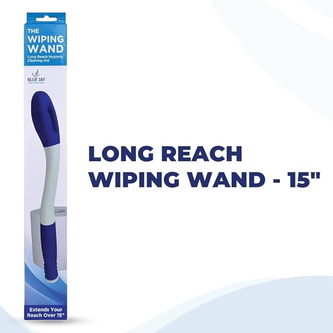 The Wiping Wand-long Reach Hygienic Cleaning Aid-blue Jay