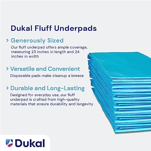 Disposable Underpad DUKAL 23 X 24 Inch Cellulose Light Absorbency, Packaging Type- Box