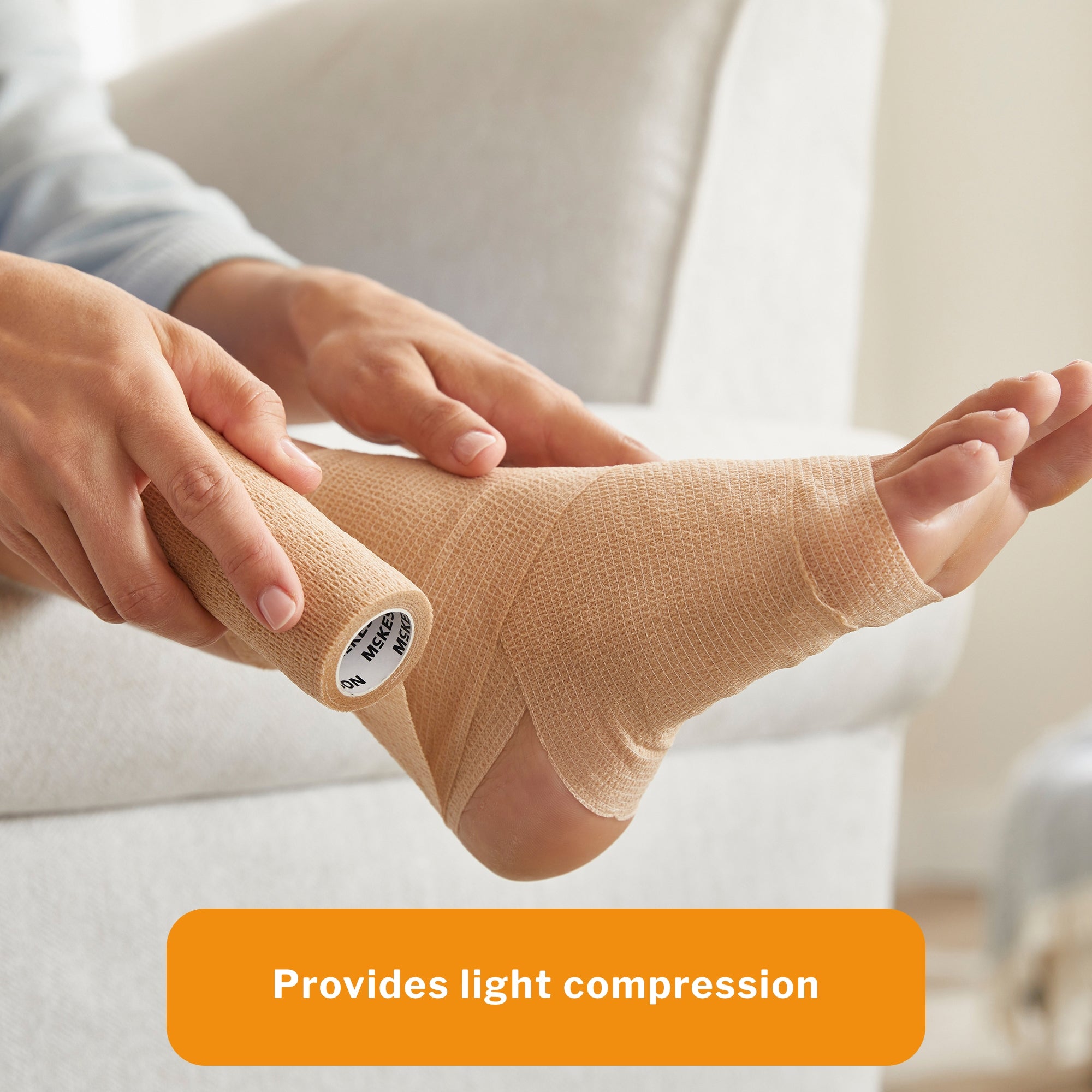 Cohesive Bandage McKesson 6 Inch X 5 Yard Self-Adherent Closure Tan NonSterile Standard Compression, Packaging Type- Case