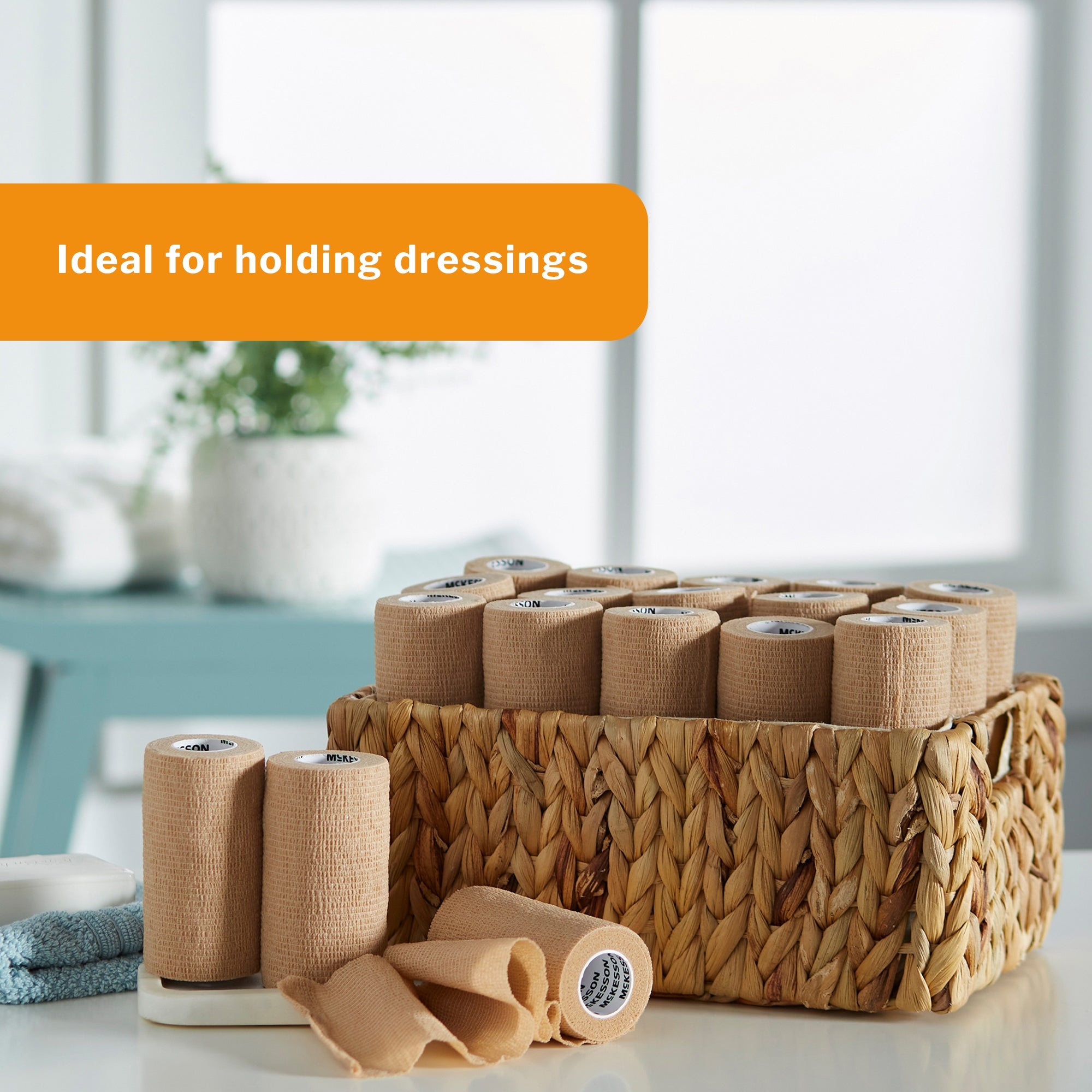 Cohesive Bandage McKesson 6 Inch X 5 Yard Self-Adherent Closure Tan NonSterile Standard Compression, Packaging Type- Case