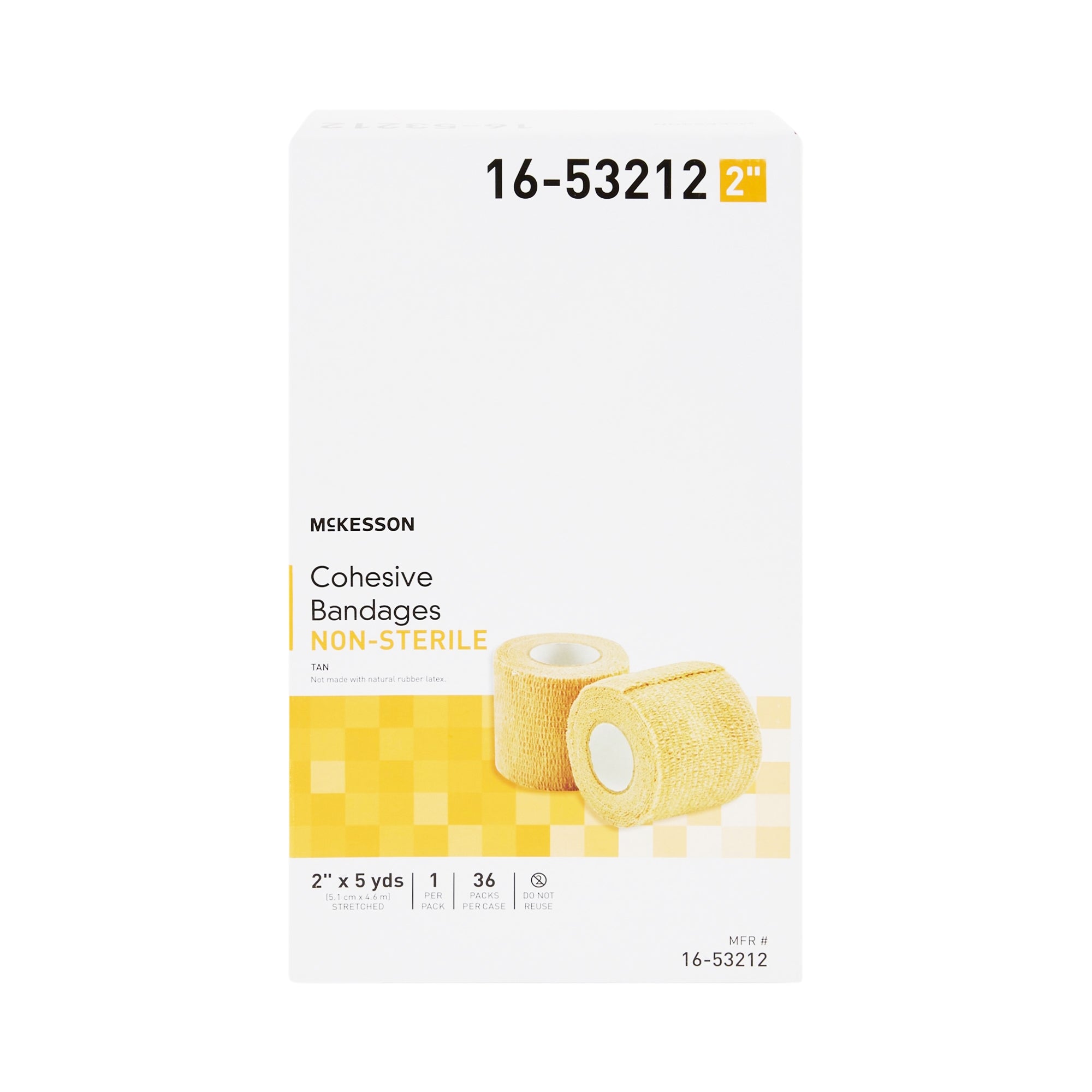 Cohesive Bandage McKesson 2 Inch X 5 Yard Self-adherent Closure Tan NonSterile Standard Compression,  Packaging Type- Case