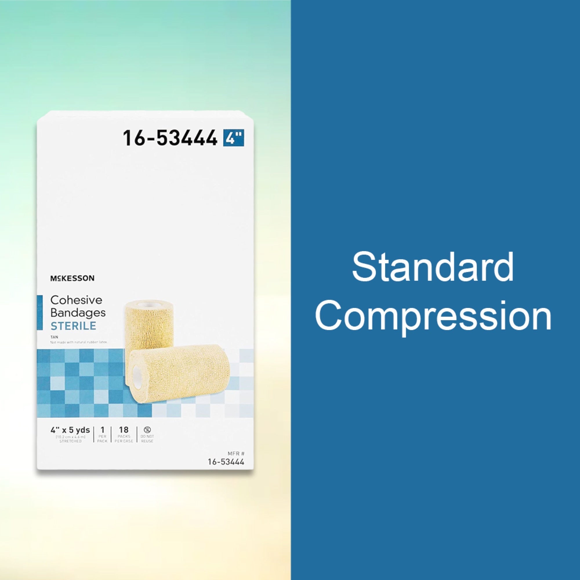 Cohesive Bandage McKesson 4 Inch X 5 Yard Self-Adherent Closure Tan Sterile Standard Compression, Packaging Type- Case