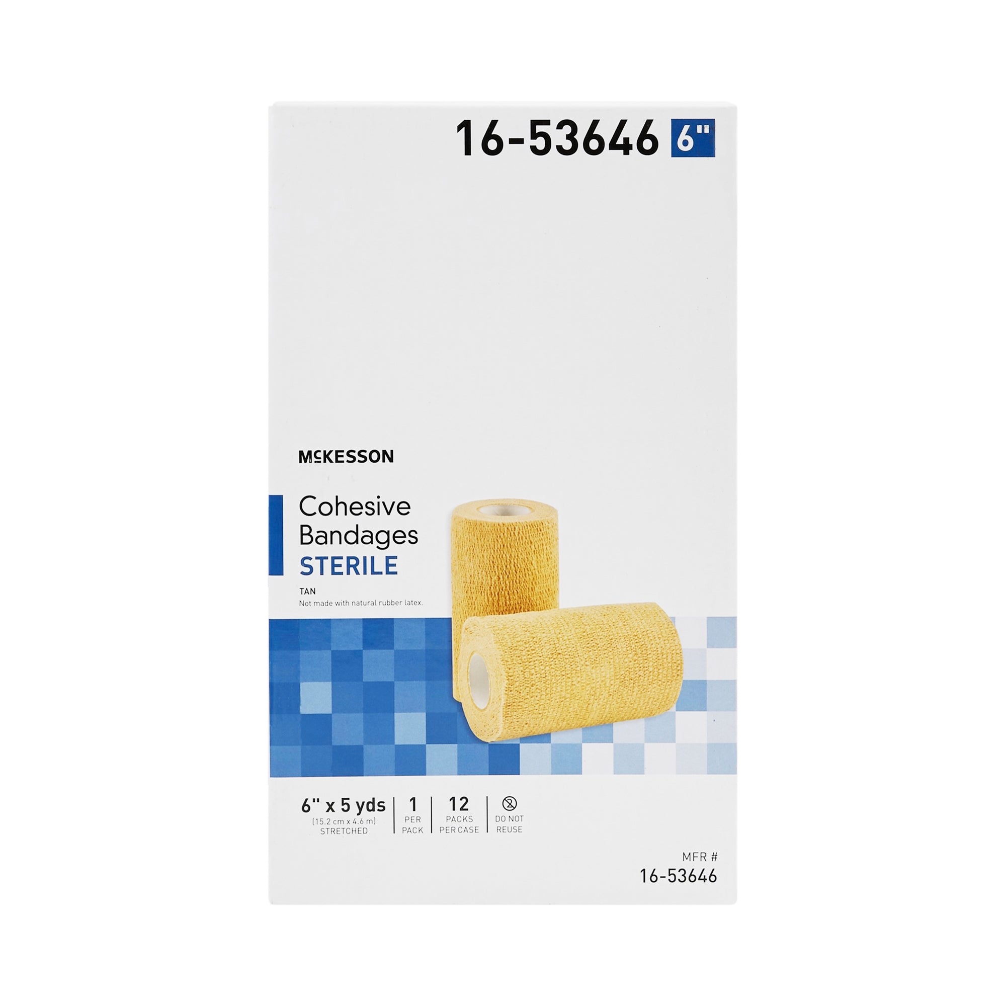Cohesive Bandage McKesson 6 Inch X 5 Yard Self-adherent Closure Tan Sterile Standard Compression,  Packaging Type- Case