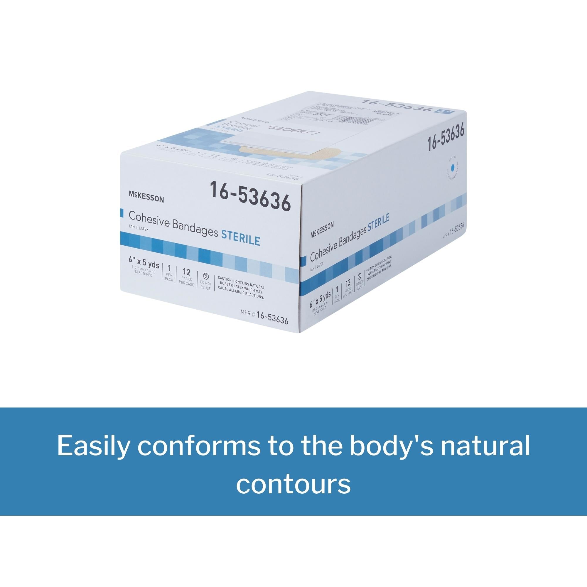 Cohesive Bandage McKesson 6 Inch X 5 Yard Self-Adherent Closure Tan Sterile Standard Compression, Packaging Type- Case