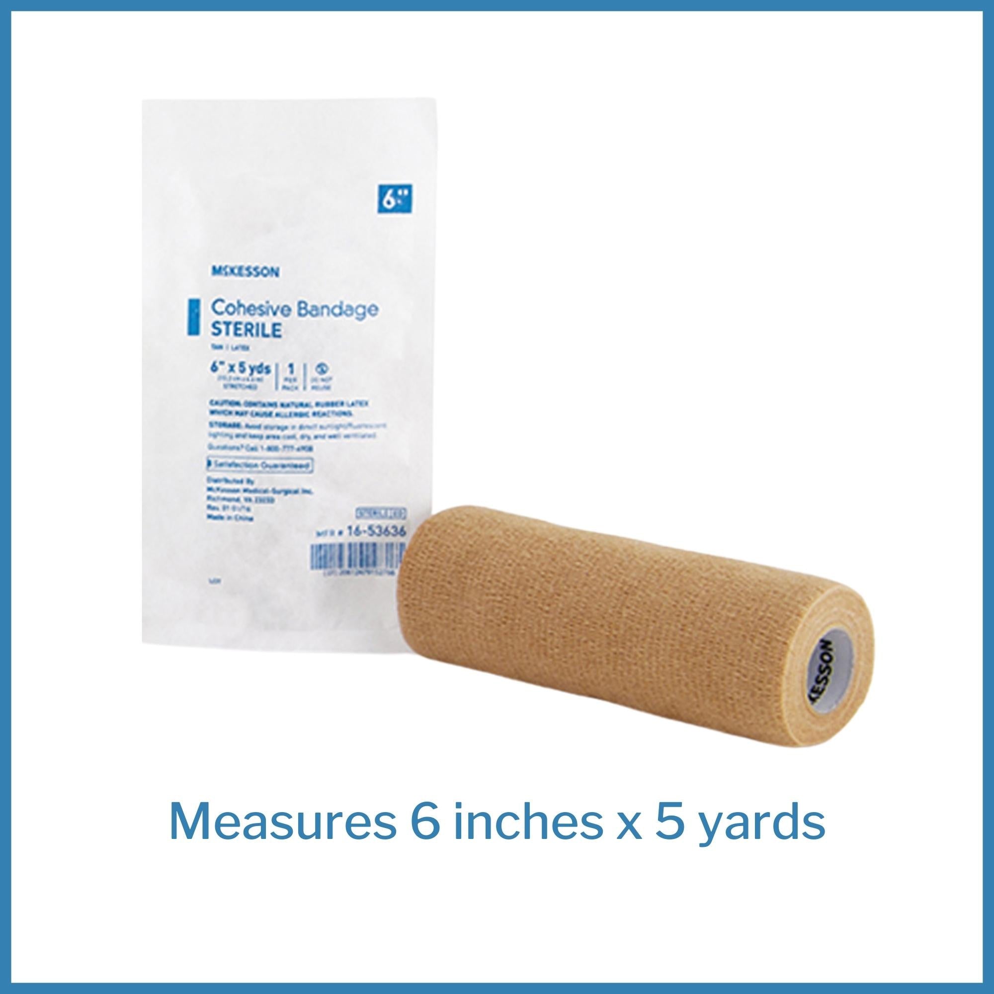 Cohesive Bandage McKesson 6 Inch X 5 Yard Self-Adherent Closure Tan Sterile Standard Compression, Packaging Type- Case