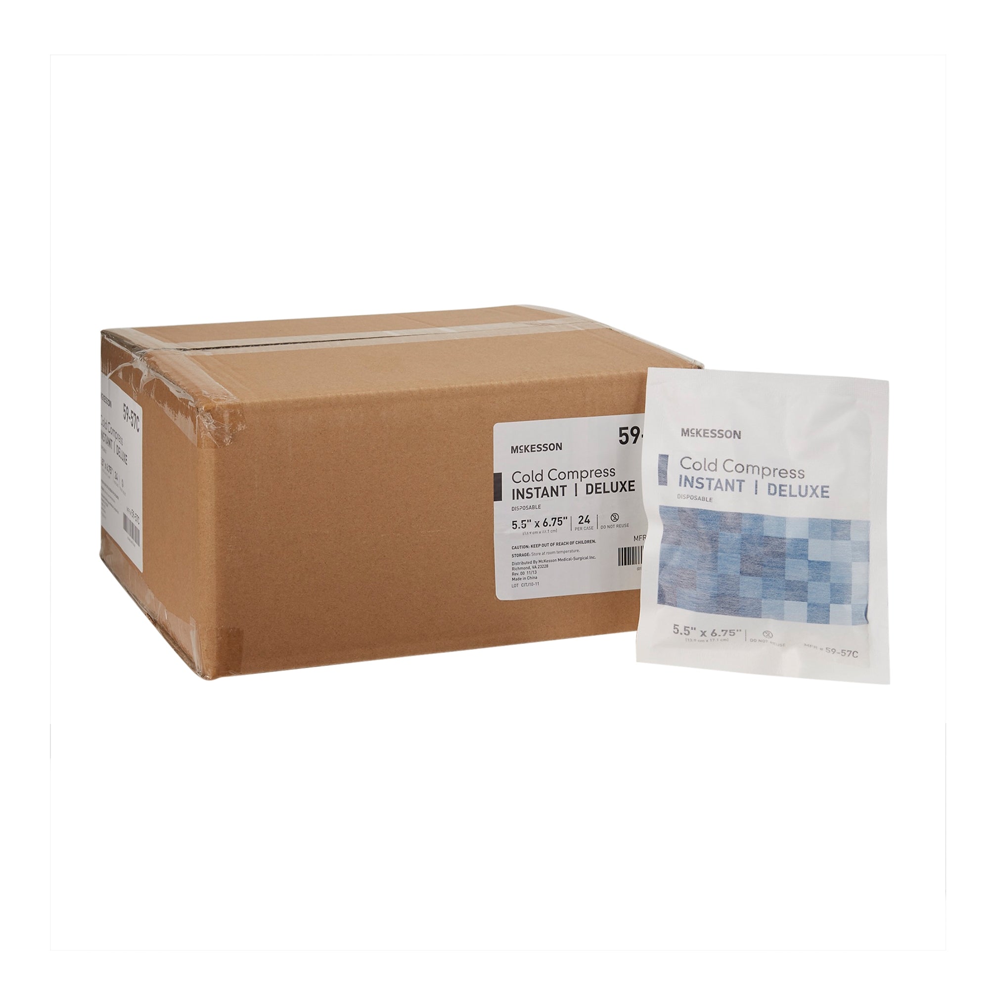 Instant Cold Pack McKesson Deluxe General Purpose Small 5-1/2 X 6-3/4 Inch Fabric / Calcium Ammonium Nitrate / Water Disposable, Packaging Type- Case