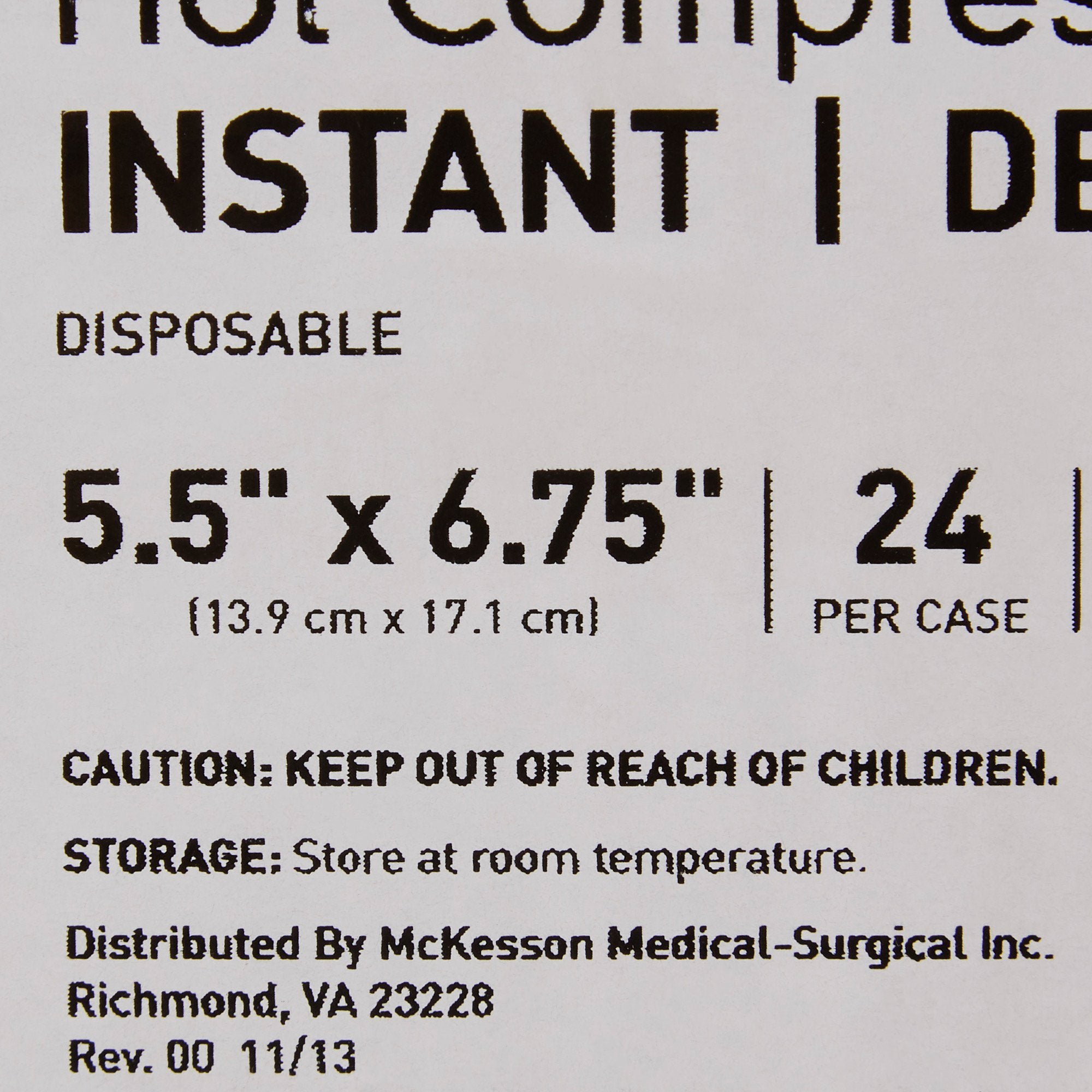 Instant Hot Pack McKesson General Purpose Small Plastic Disposable, Packaging Type- Case