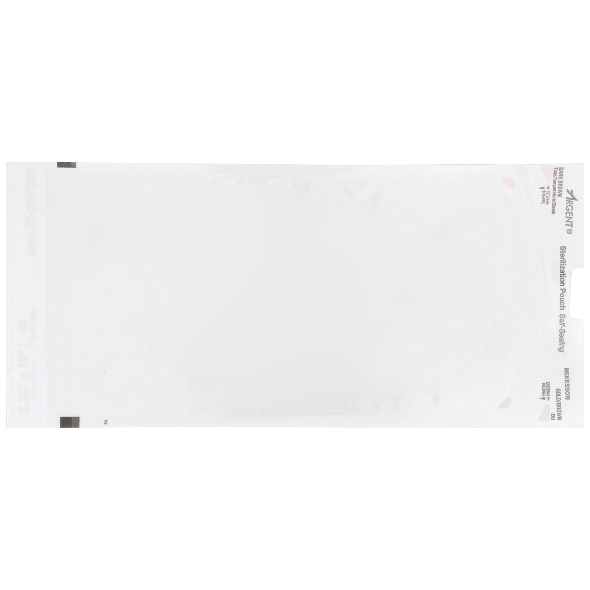 Sterilization Pouch McKesson Argent Sure-Check Ethylene Oxide (EO) Gas / Steam 5-1/4 X 10 Inch Transparent / Blue Self Seal Paper / Film, Packaging Type- Case