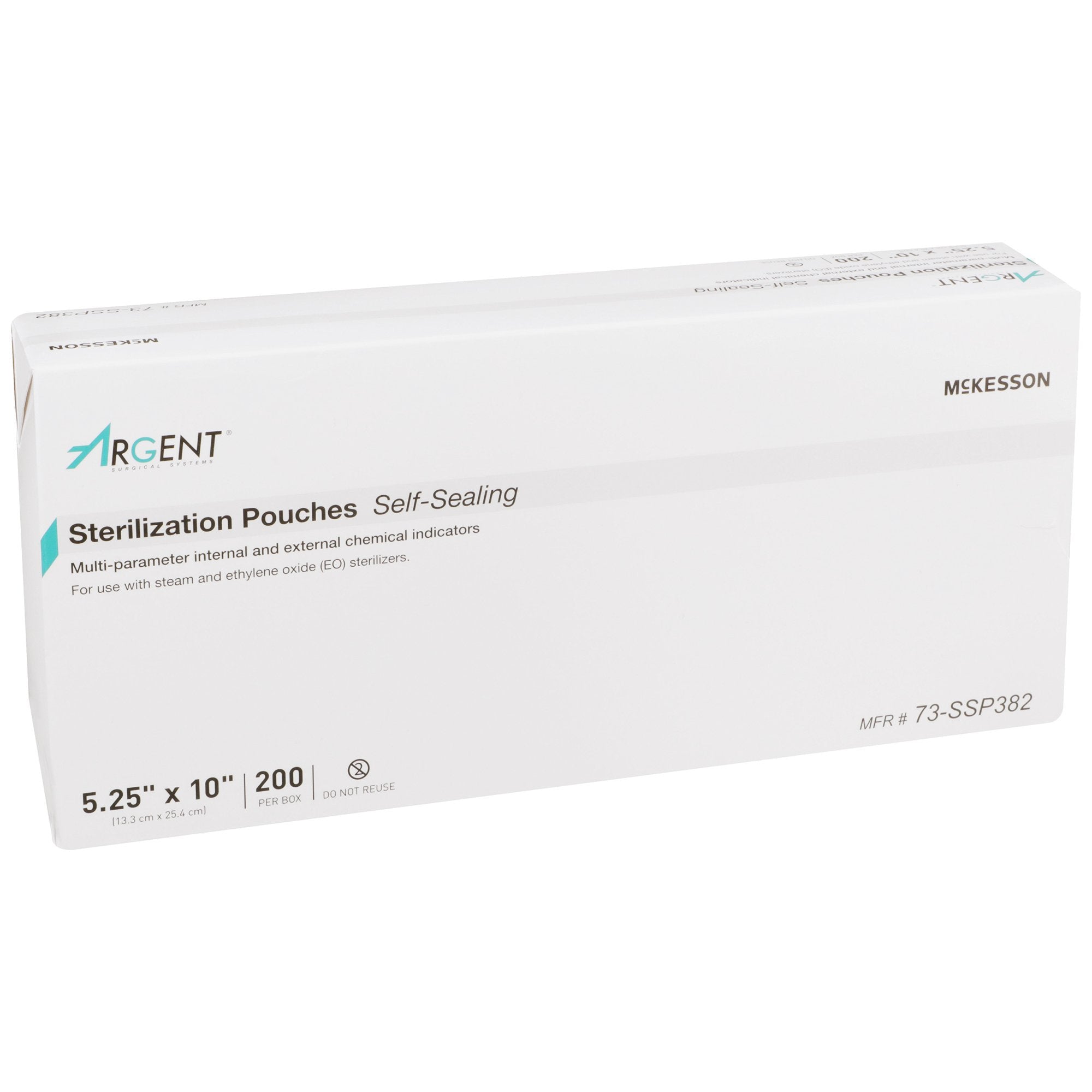 Sterilization Pouch McKesson Argent Sure-Check Ethylene Oxide (EO) Gas / Steam 5-1/4 X 10 Inch Transparent / Blue Self Seal Paper / Film, Packaging Type- Box