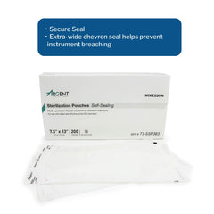 sterilization pouch mckesson argent sure check ethylene oxide eo gas steam 7 1 2 x 13 inch transparent blue self seal paper film packaging type box
