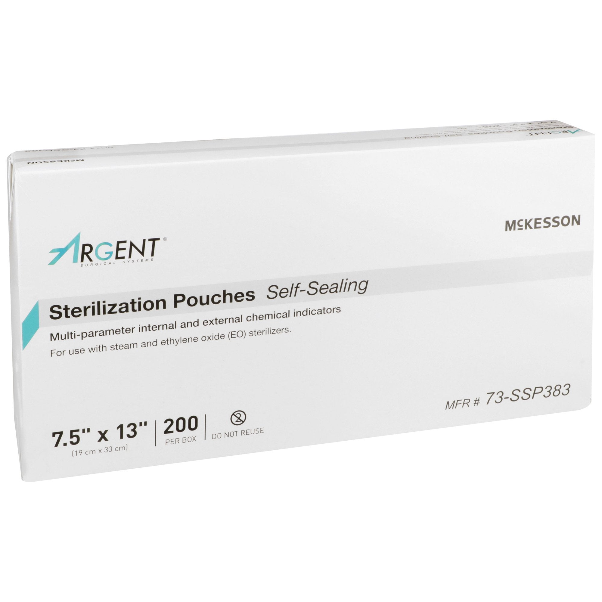Sterilization Pouch McKesson Argent Sure-Check Ethylene Oxide (EO) Gas / Steam 7-1/2 X 13 Inch Transparent / Blue Self Seal Paper / Film, Packaging Type- Case