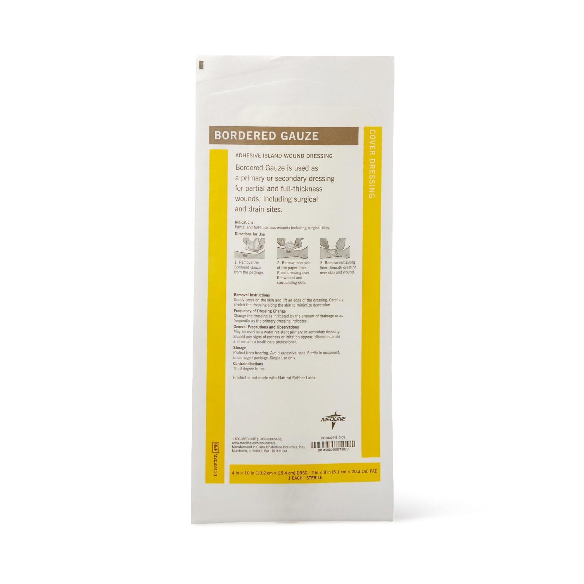 Island Dressing Medline 4 X 10 Inch Rectangle Sterile Water Resistant Nonwoven Backing, Packaging Type- Box