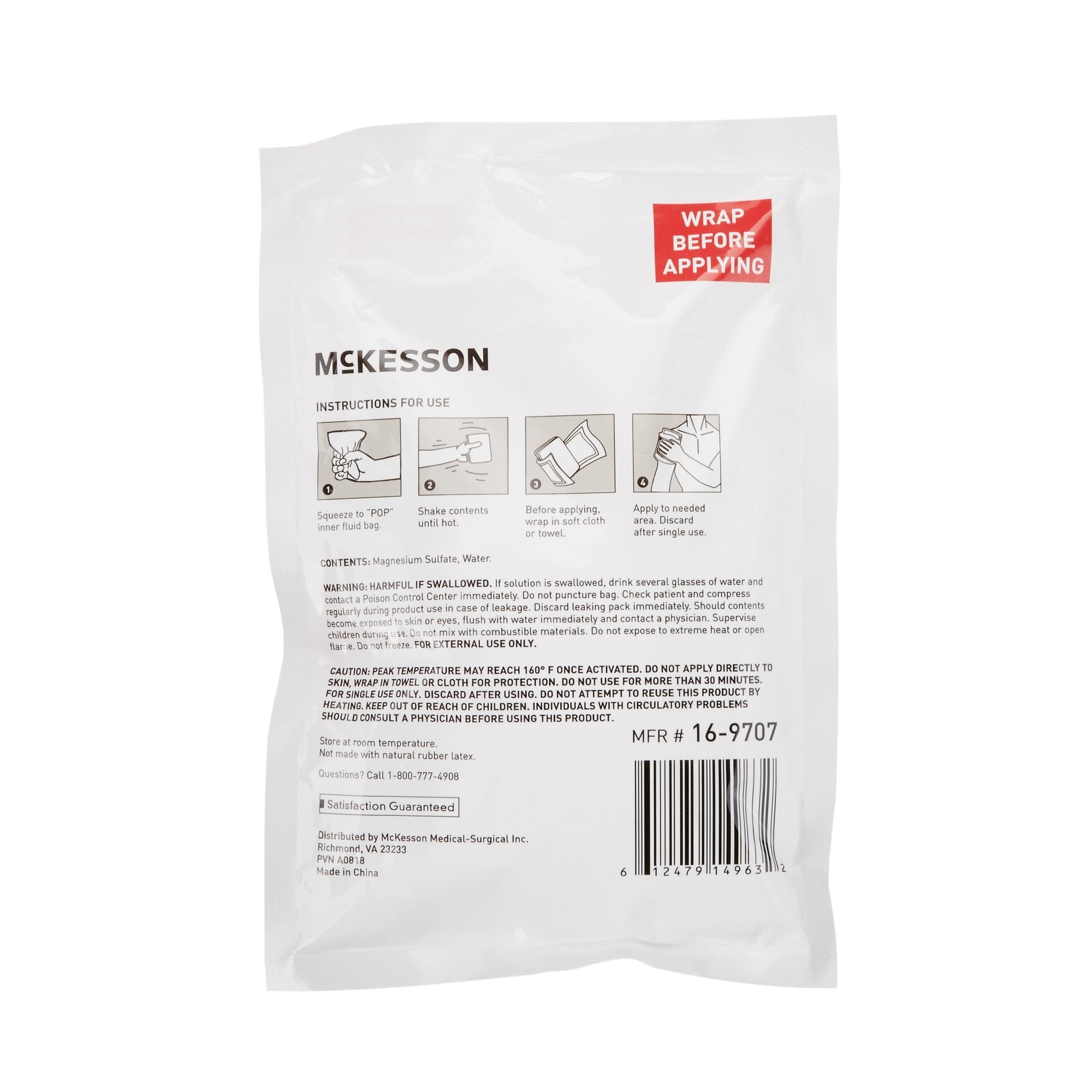 Instant Hot Pack McKesson General Purpose Large Plastic Disposable, Packaging Type- Case