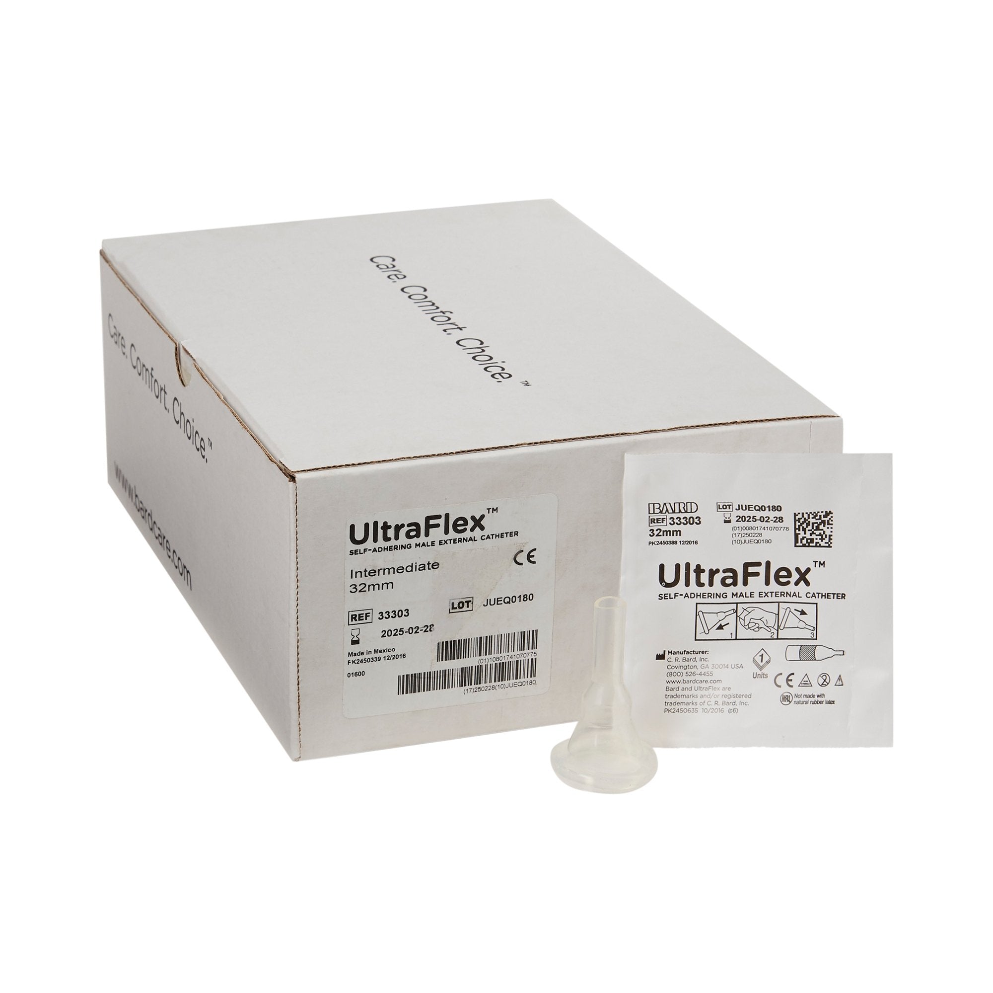 Male External Catheter UltraFlex Self-Adhesive Band Silicone Intermediate,Packaging Type- Box
