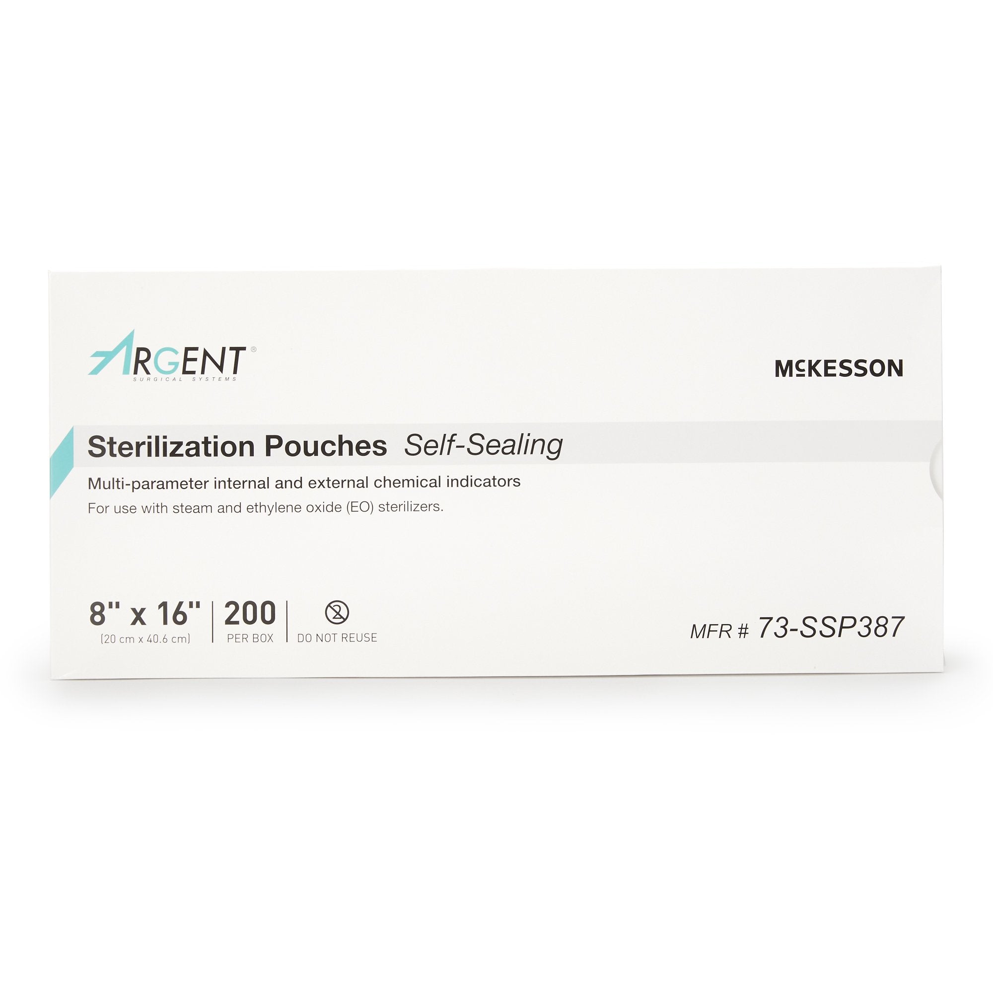 Sterilization Pouch McKesson Argent Sure-Check Ethylene Oxide (EO) Gas / Steam 8 X 16 Inch Transparent / Blue Self Seal Paper / Film, Packaging Type- Box