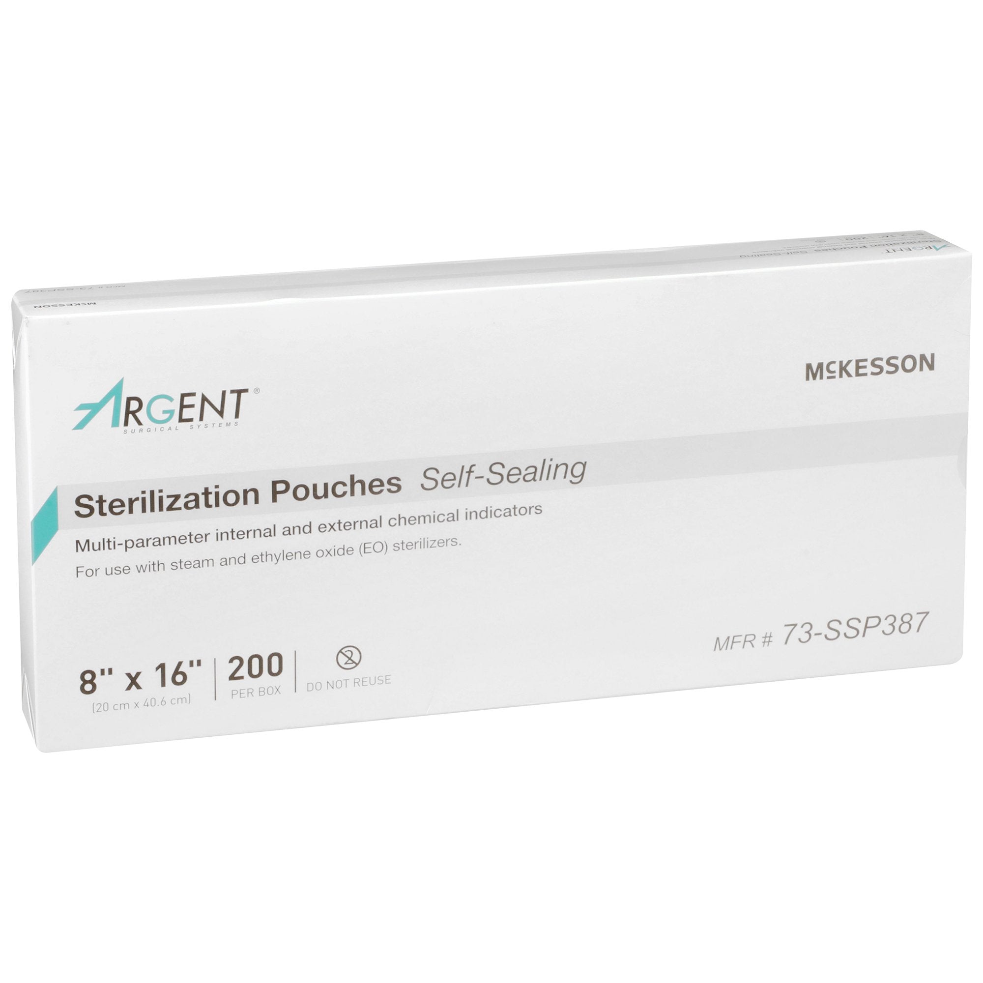 Sterilization Pouch McKesson Argent Sure-Check Ethylene Oxide (EO) Gas / Steam 8 X 16 Inch Transparent / Blue Self Seal Paper / Film, Packaging Type- Box