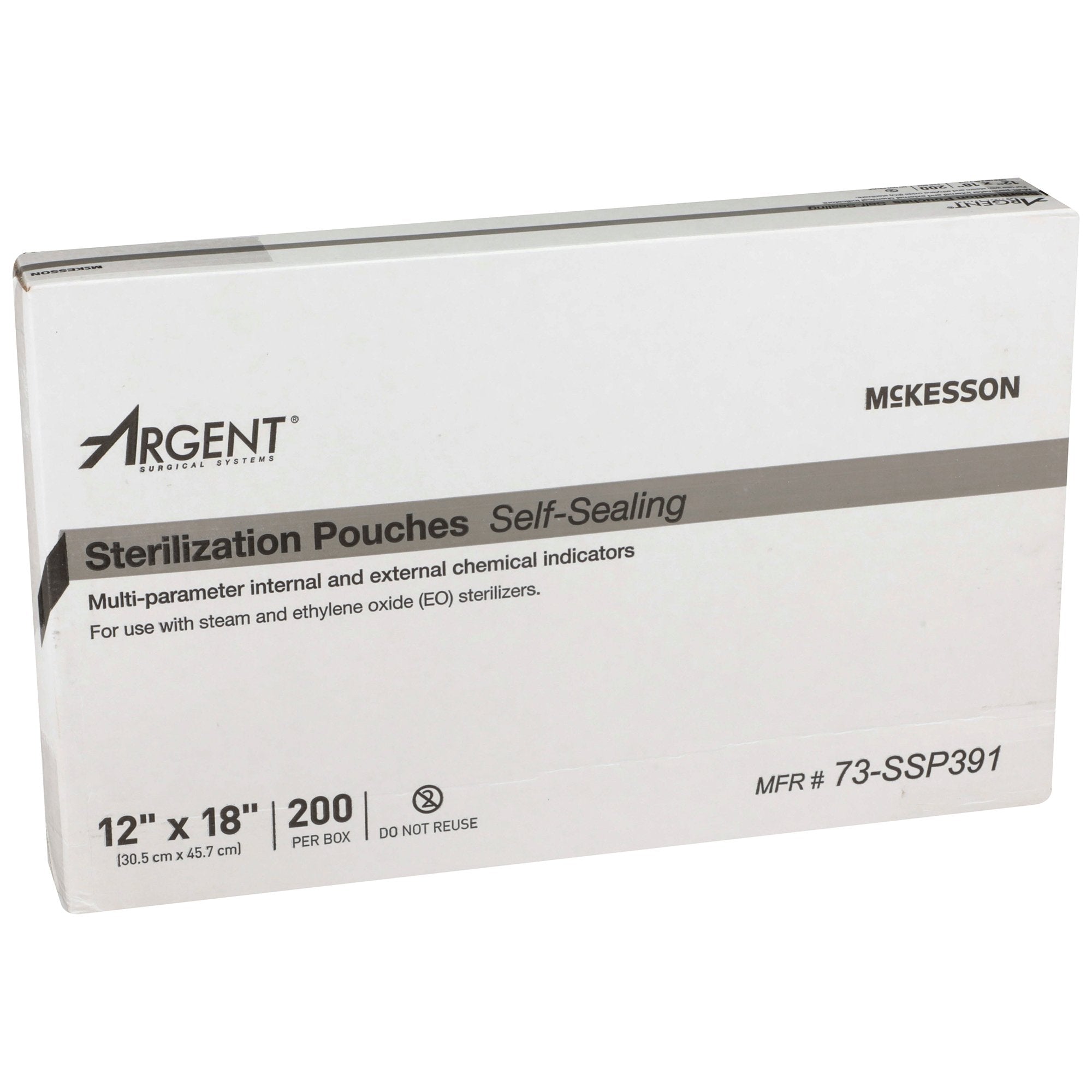 Sterilization Pouch McKesson Argent Sure-Check Ethylene Oxide (EO) Gas / Steam 12 X 18 Inch Transparent / Blue Self Seal Paper / Film, Packaging Type- Case