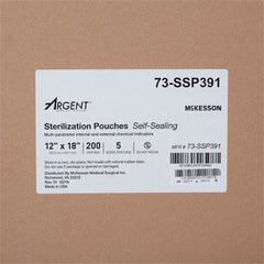Sterilization Pouch McKesson Argent Sure-Check Ethylene Oxide (EO) Gas / Steam 12 X 18 Inch Transparent / Blue Self Seal Paper / Film, Packaging Type- Case