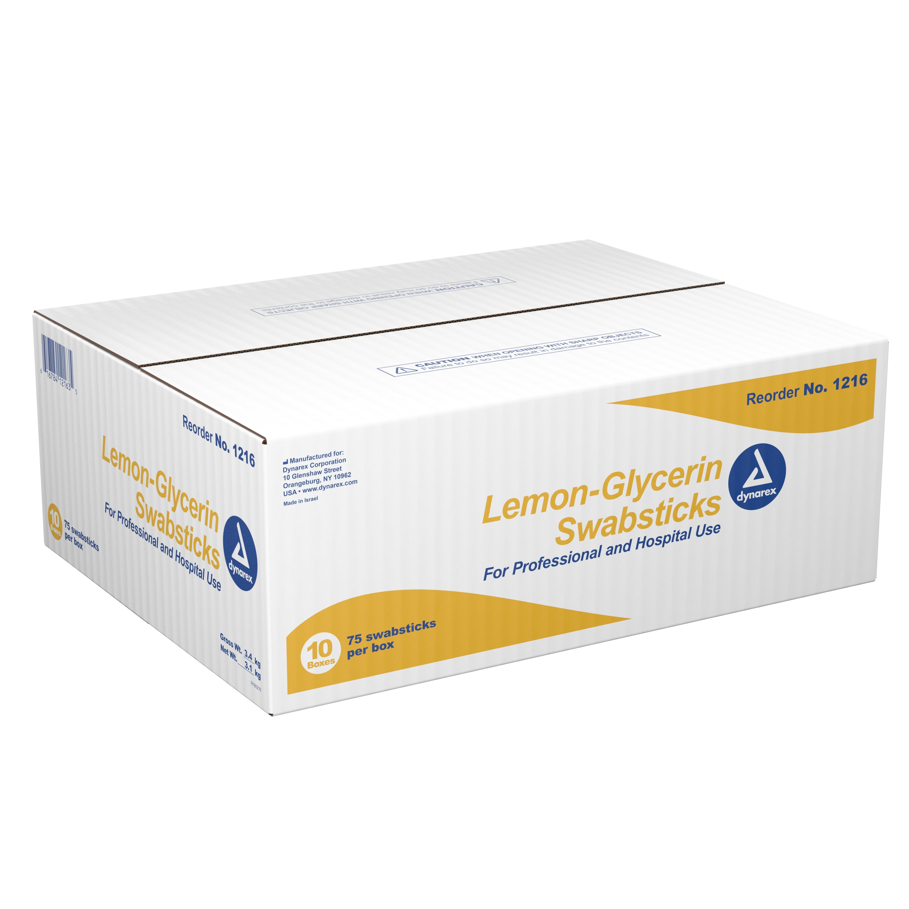 Lemon Glycerin Swabstick Dynarex® Foam Tip 3 per Pack