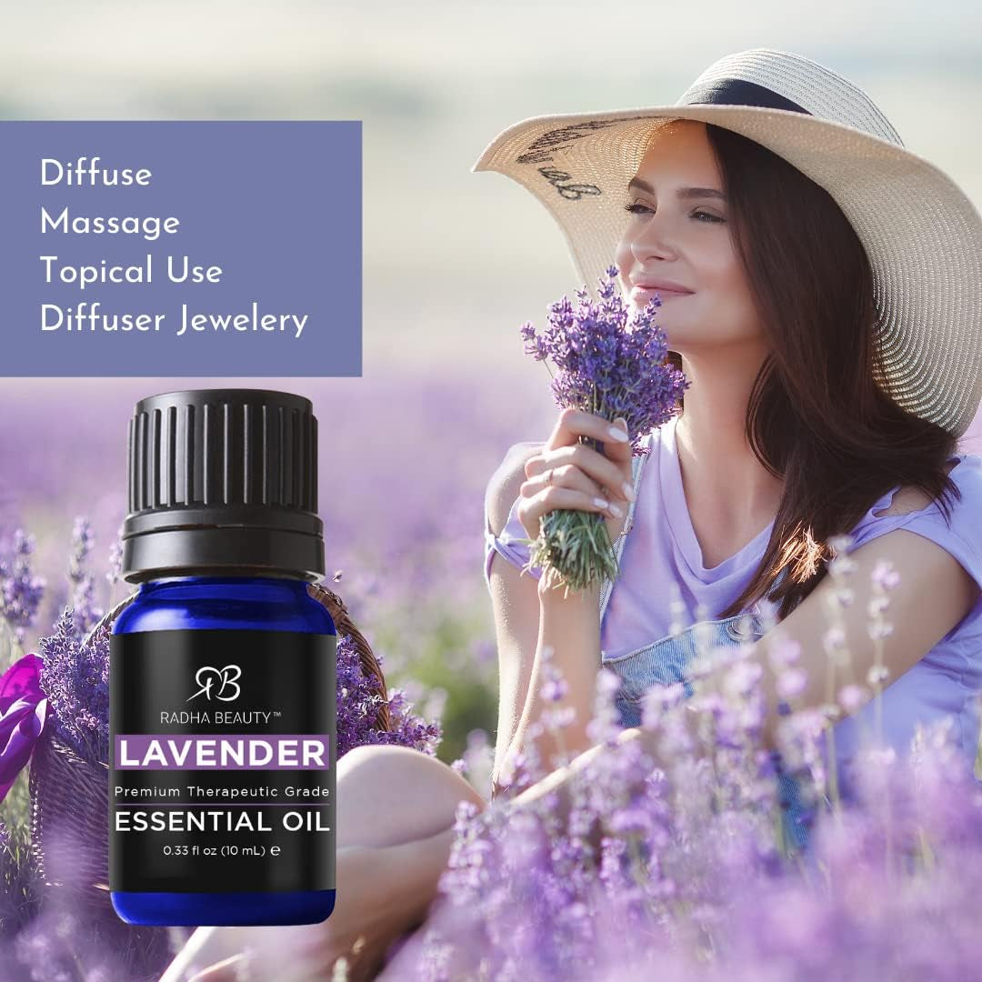 Lavender Essential Oil 10Ml. - Natural & Therapeutic Grade, Steam Distilled for Aromatherapy, Relaxation, Laundry, Meditation, Massage