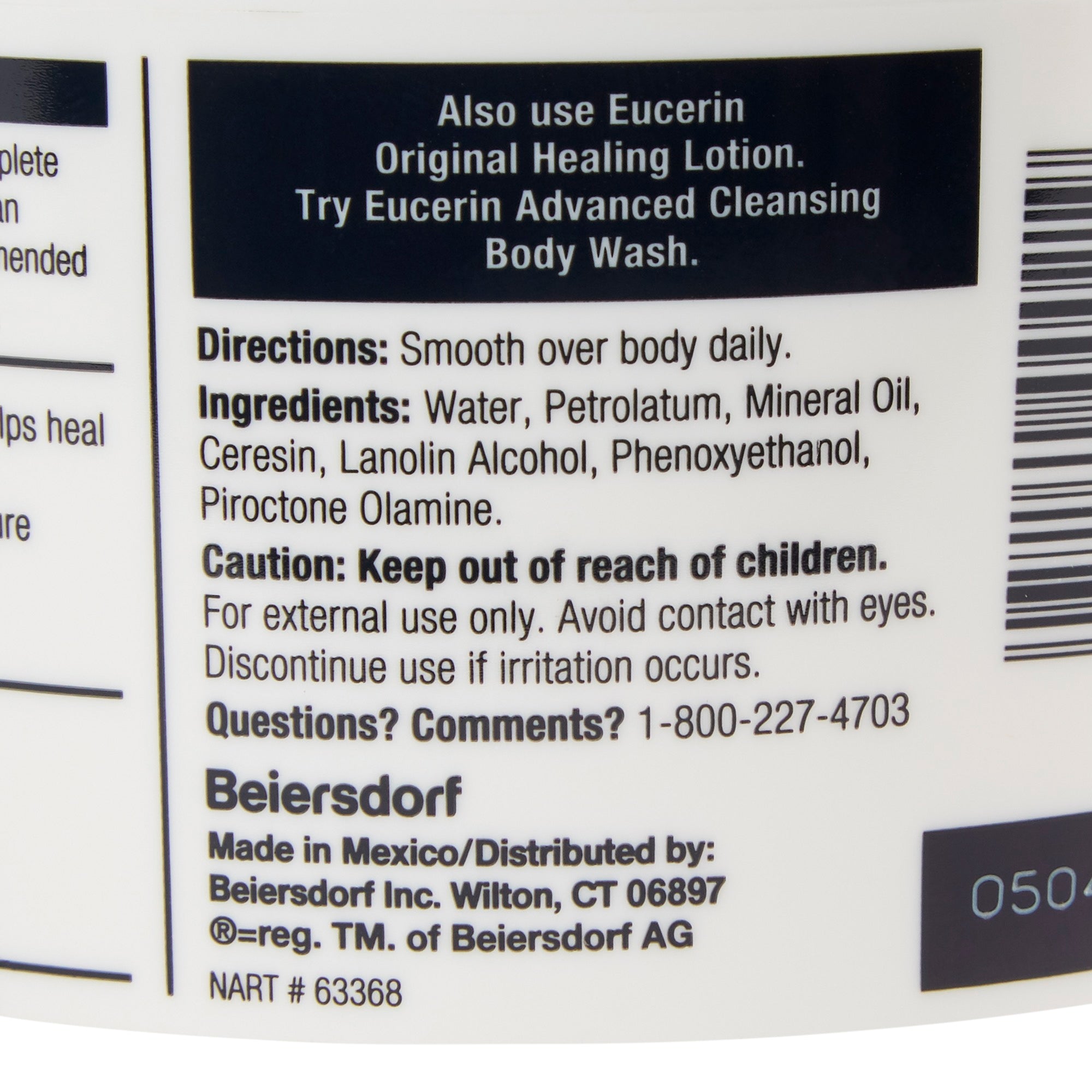 Hand and Body Moisturizer Eucerin Original 16 oz. Jar Unscented Cream,Packaging Type- Each