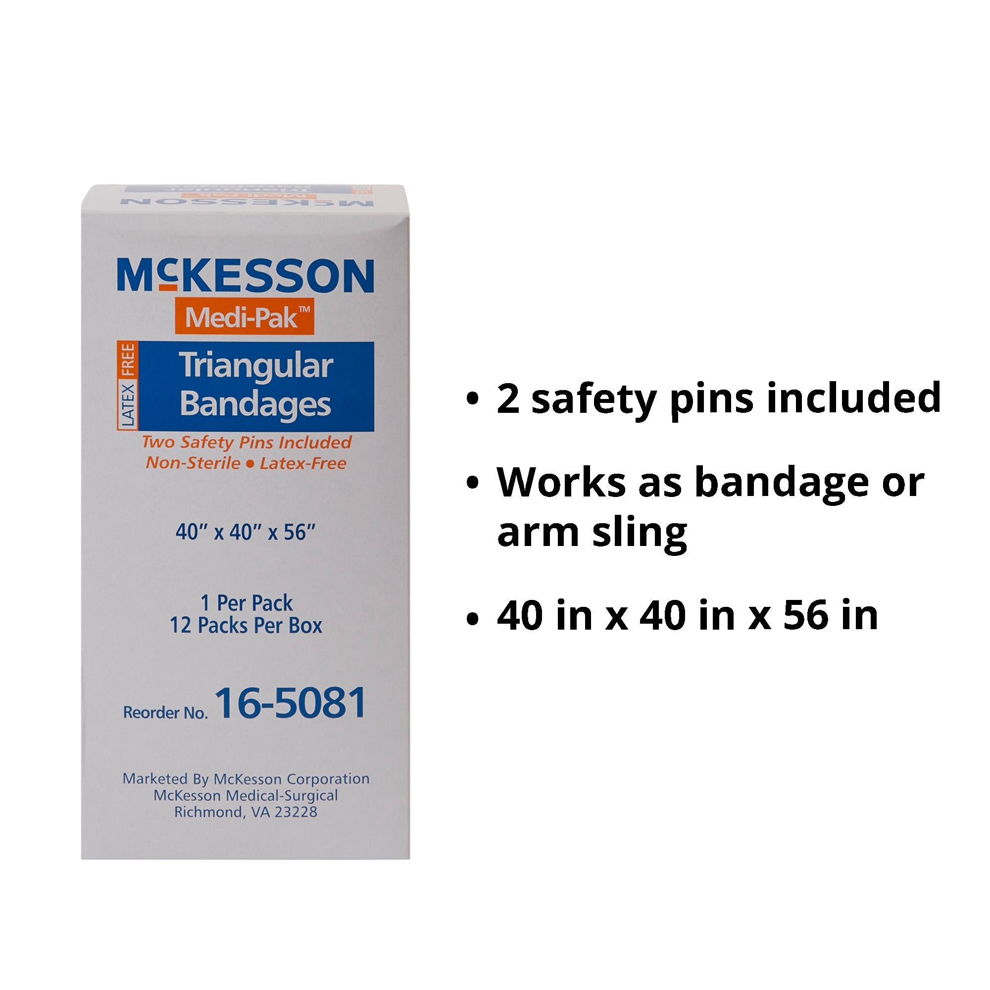 Triangular Bandage / Arm Sling McKesson Safety Pin One Size Fits Most