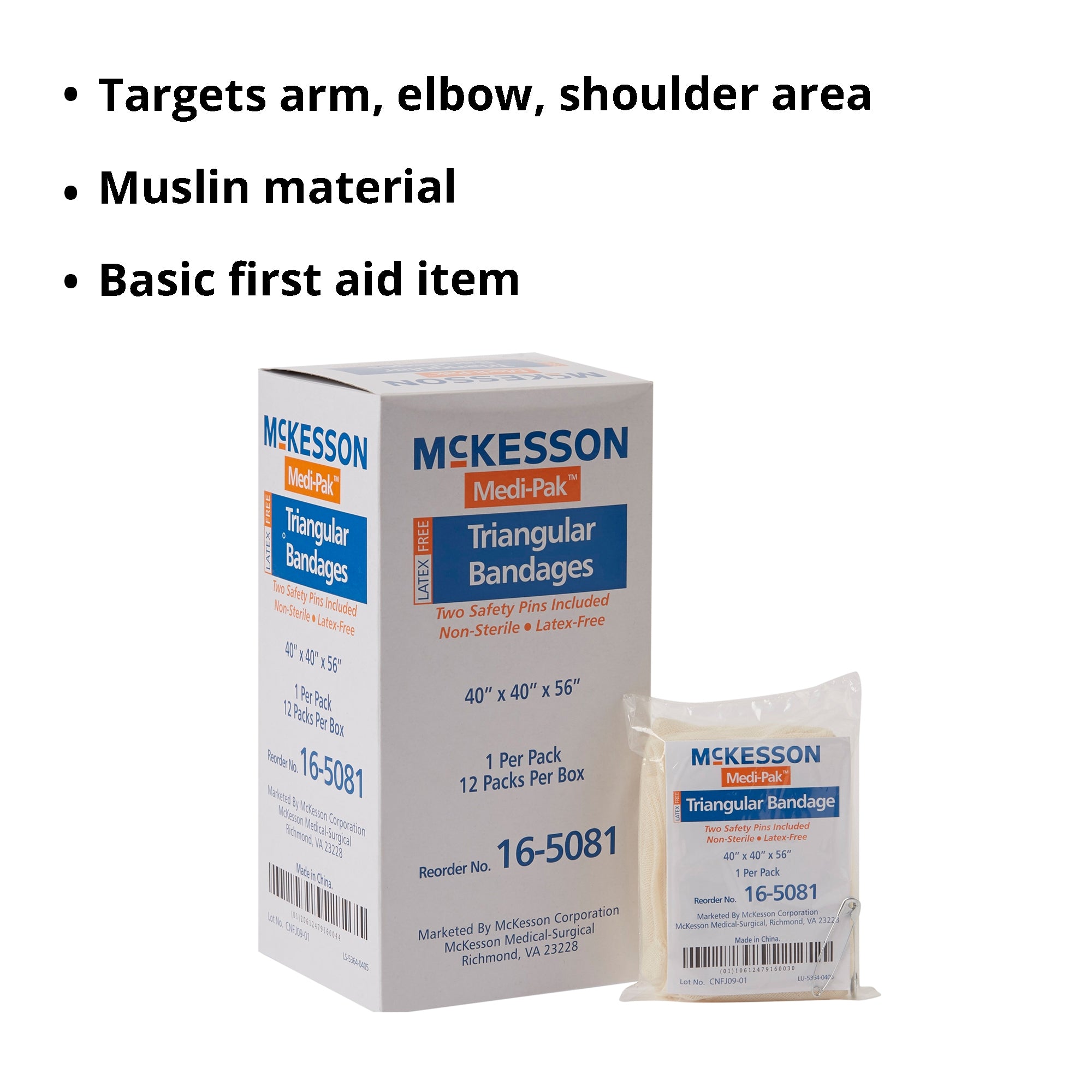 Triangular Bandage / Arm Sling McKesson Safety Pin One Size Fits Most