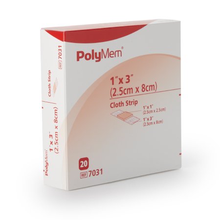 Adhesive Strip PolyMem 1 X 3 Inch Polyurethane / Film Rectangle Pink / White Sterile,Packaging Type- Box