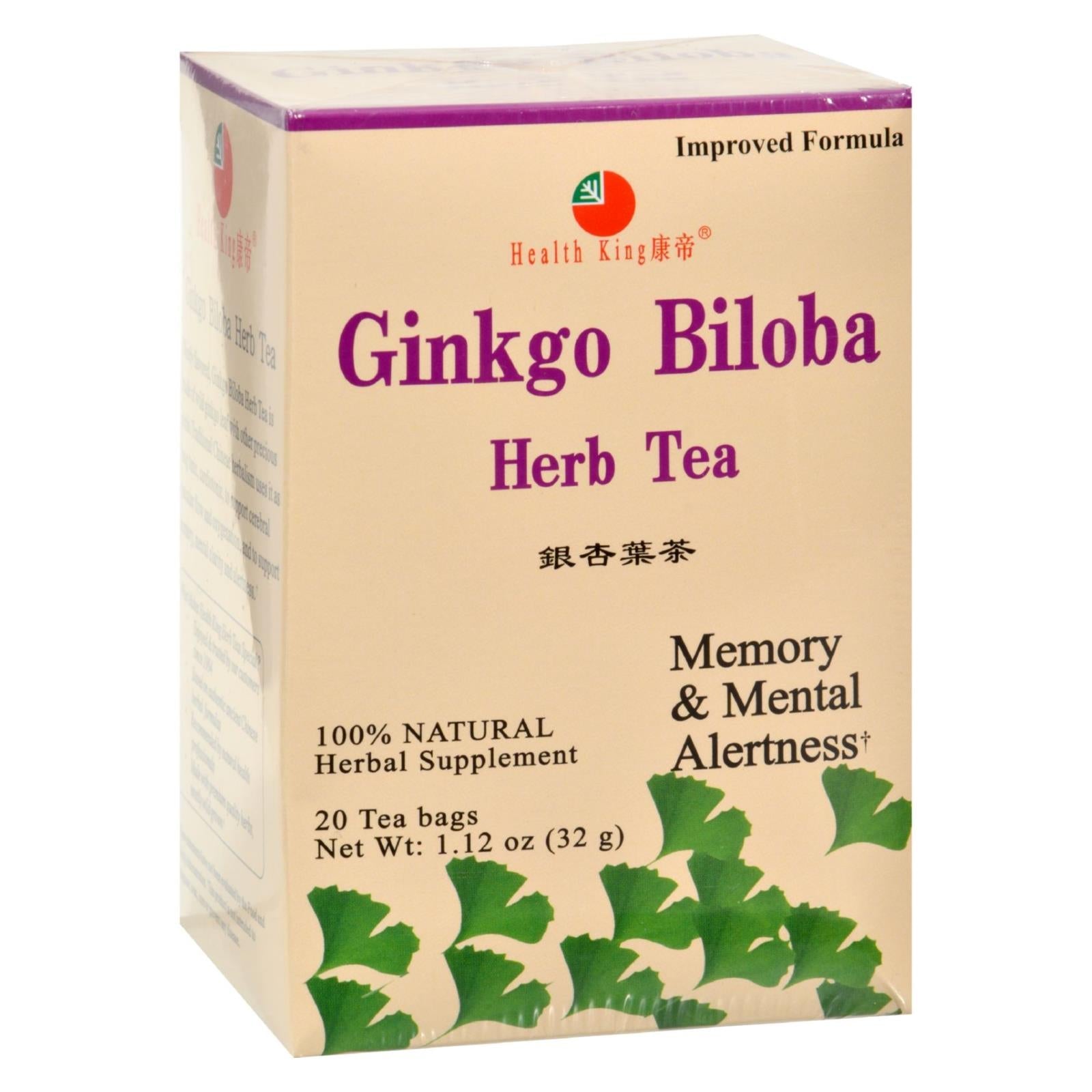 Té de Ginkgo Biloba Health King - 20 bolsitas