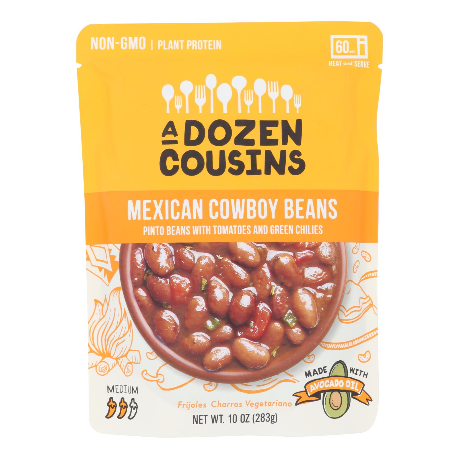 Una Docena de Primos - Frijoles Listos Para Comer - Pinto Mexicano - Caja de 6 - 10 Oz.
