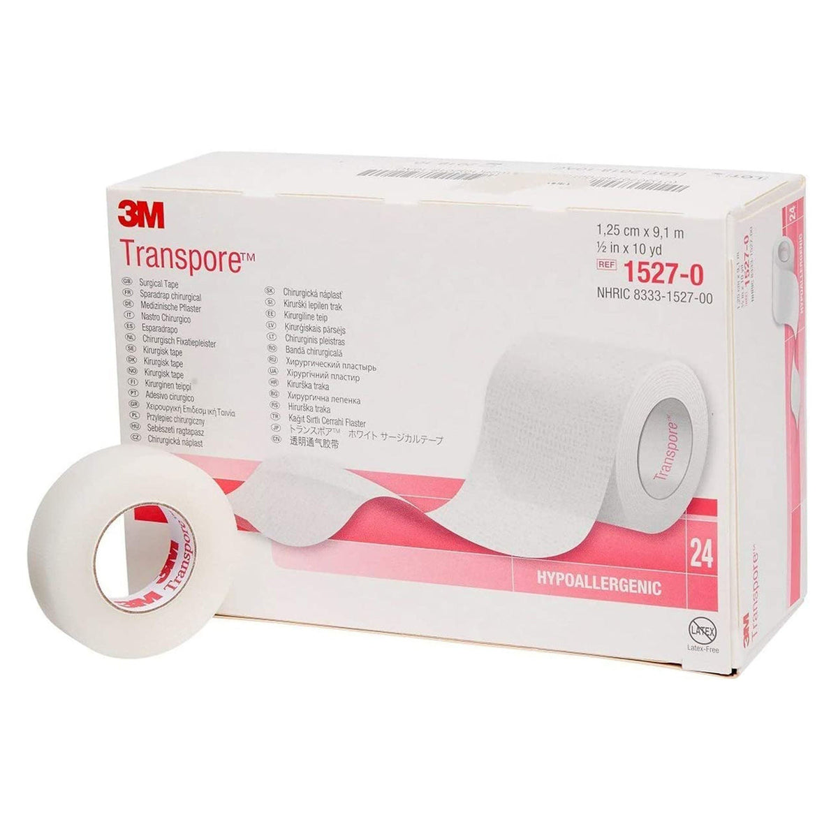 Medical Tape 3M Transpore Transparent 1/2 Inch X 10 Yard Plastic NonSterile - 1/2 inch x 10 yd (Case)