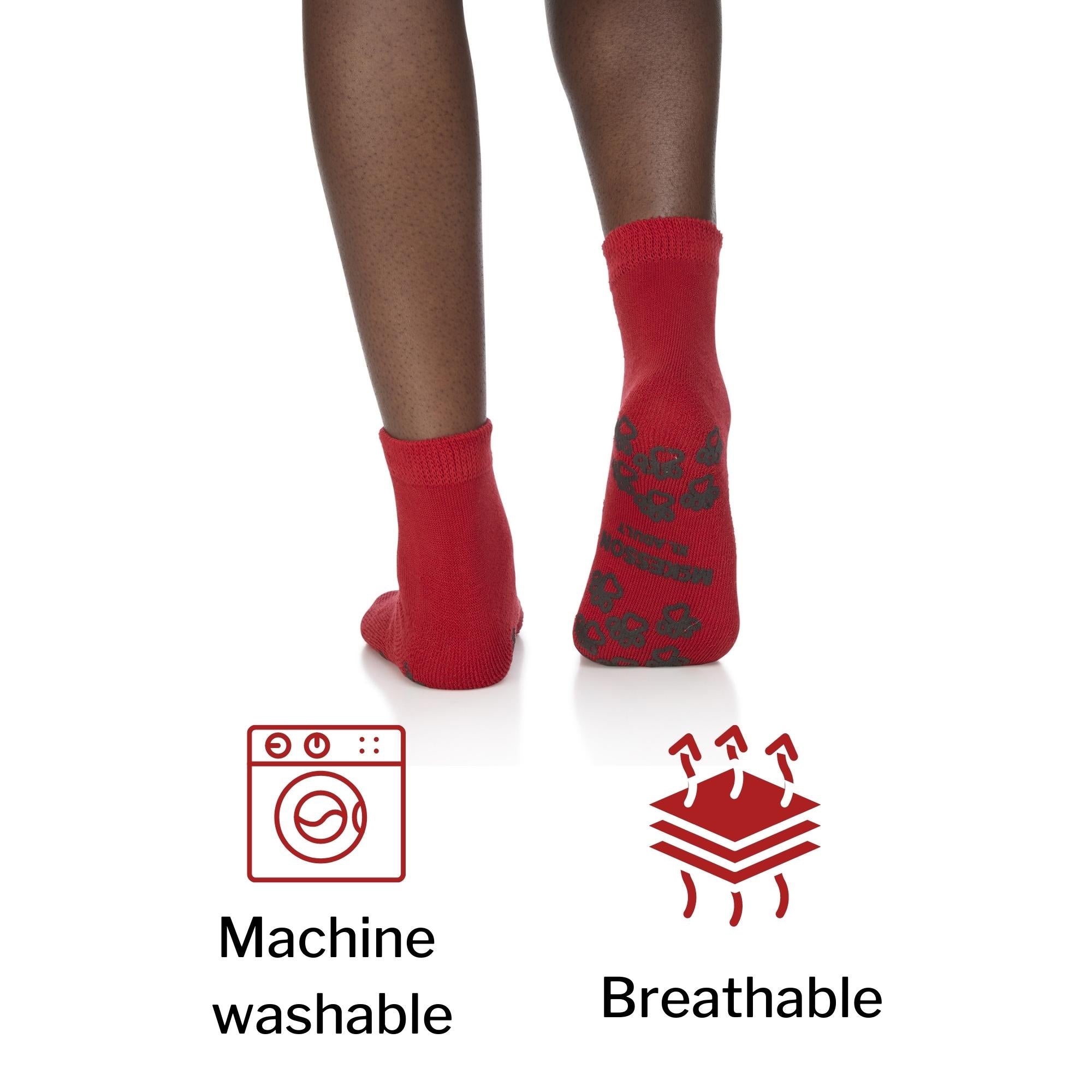 Slipper Socks McKesson Terries Unisex Adult X-Large Single Tread Single Patient Use Red, Packaging Type- Case