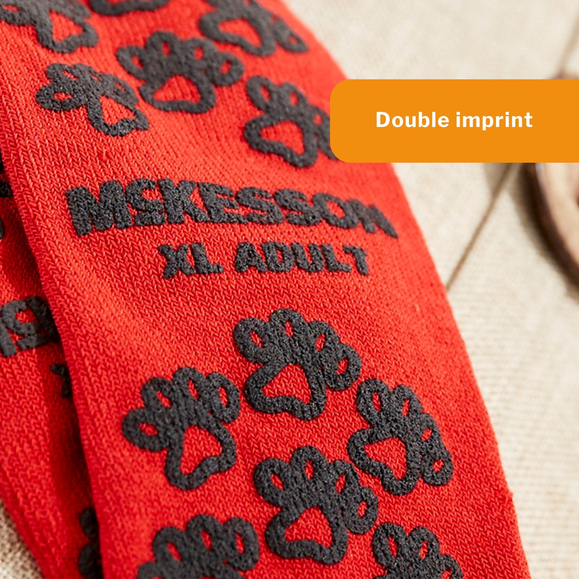 Slipper Socks McKesson Terries Unisex Adult X-Large Double Tread Single Patient Use Red, Packaging Type - Pair