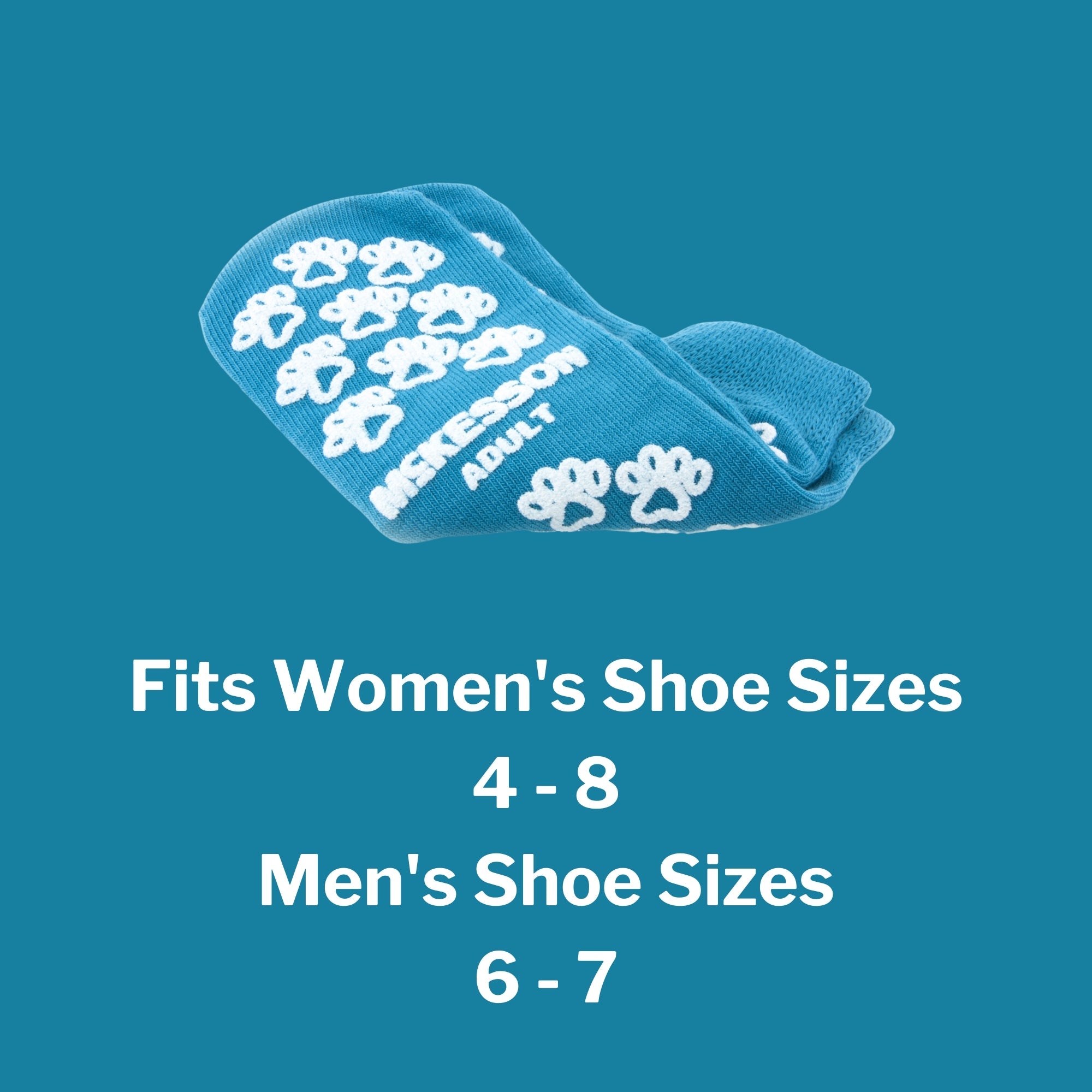 Slipper Socks McKesson Terries Unisex Adult One Size Fits Most Double Tread Single Patient Use Teal, Packaging Type- Case