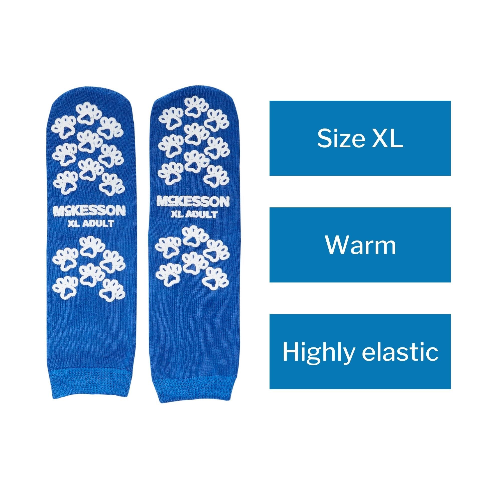 Slipper Socks McKesson Terries Unisex Adult X-Large Double Tread Single Patient Use Royal Blue, Packaging Type- Case