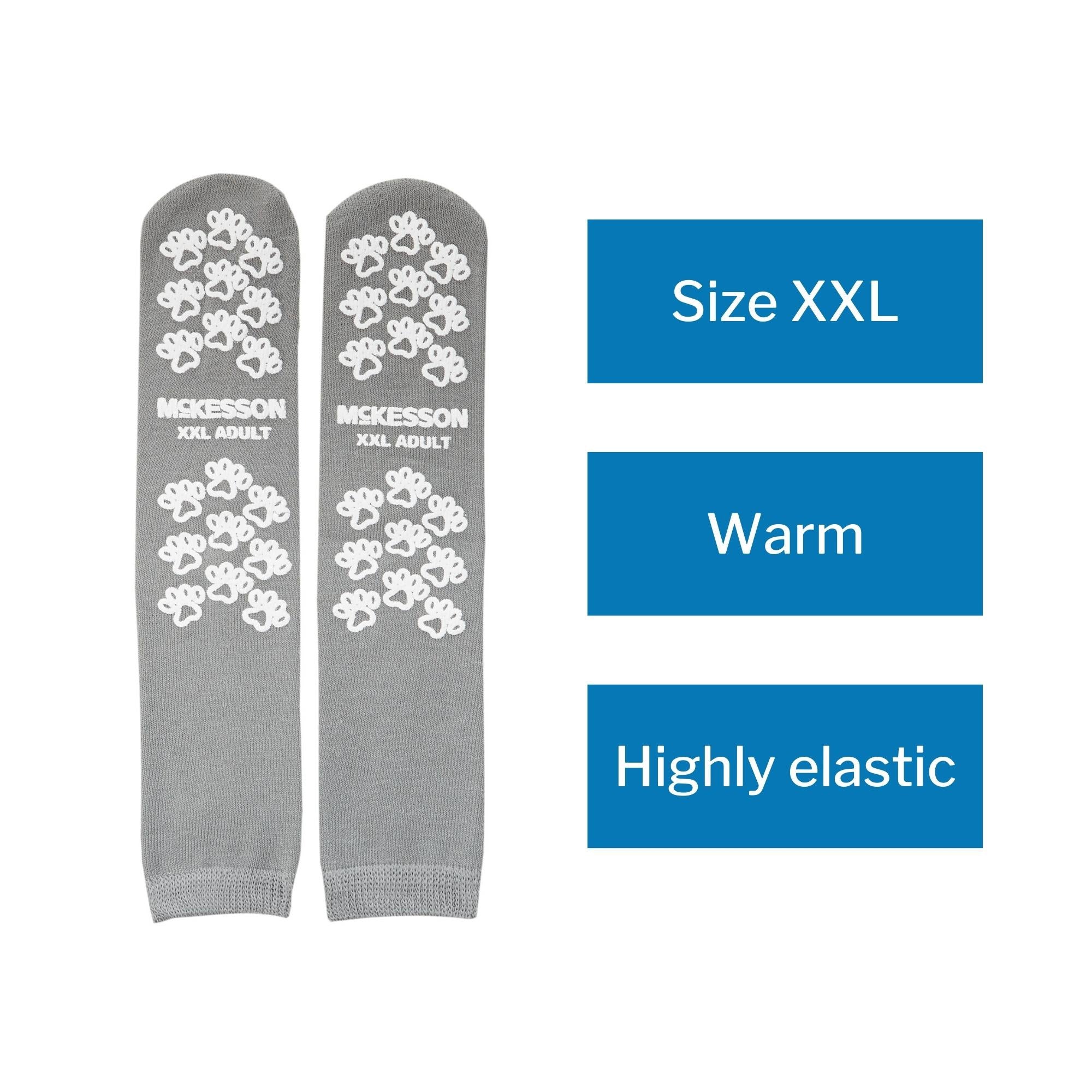 Slipper Socks McKesson Terries Unisex Adult 2X-Large Double Tread Single Patient Use Gray, Packaging Type- Case