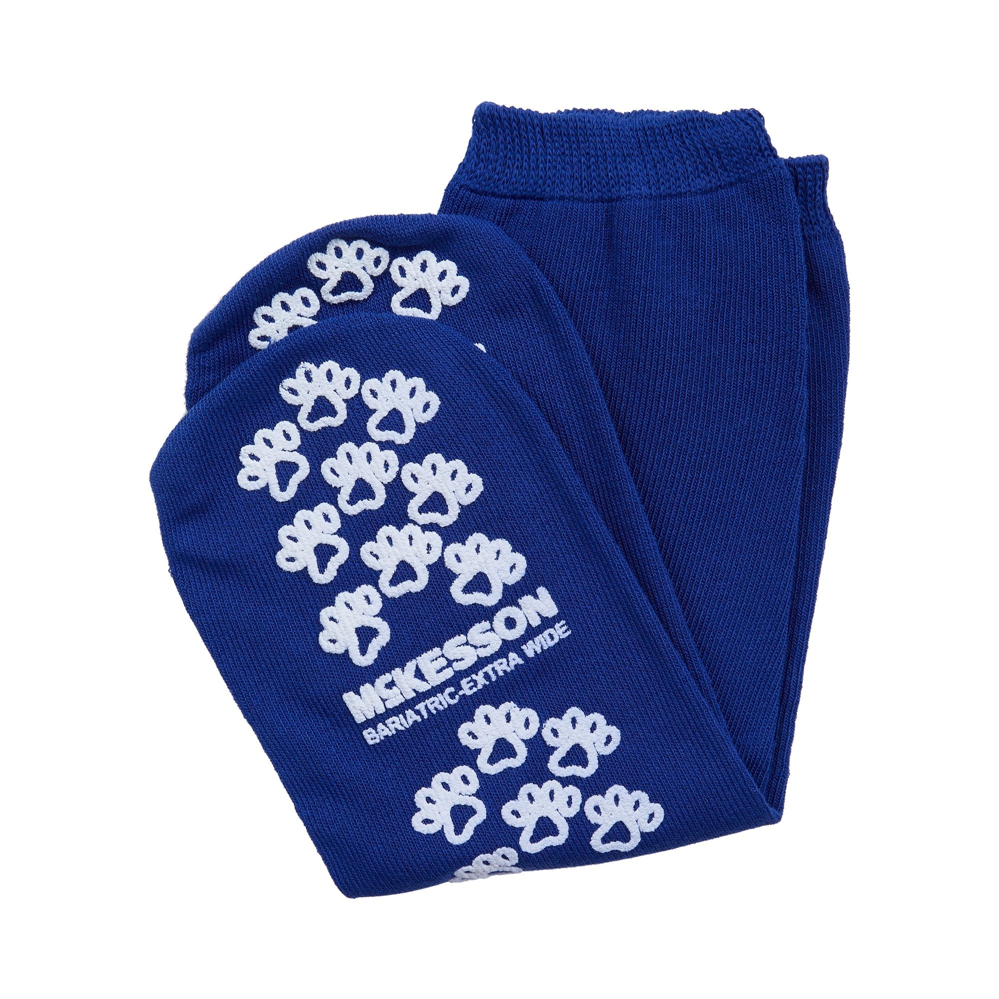 Slipper Socks McKesson Terries Unisex Adult Bariatric / X-Wide Double Tread Single Patient Use Royal Blue, Packaging Type- Case