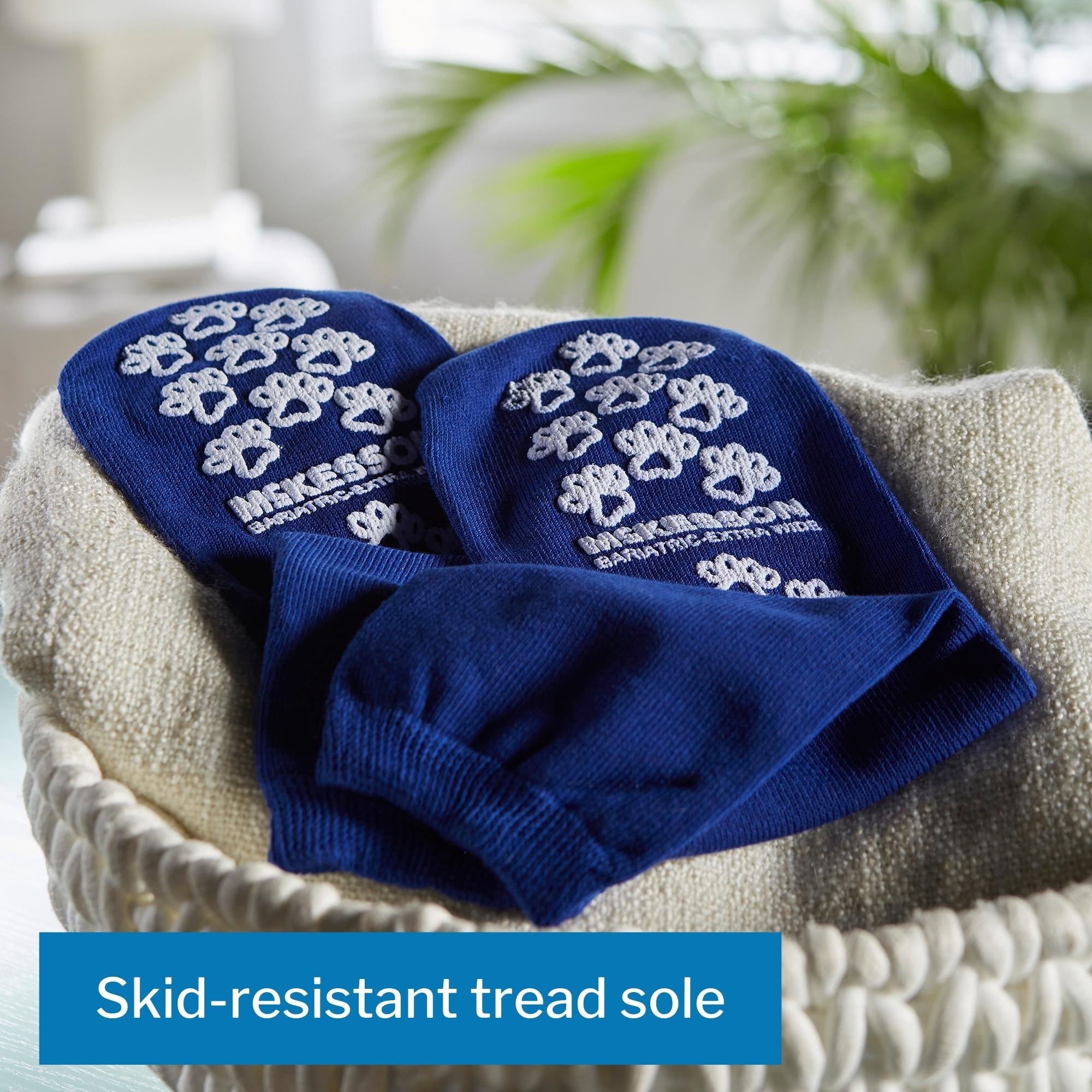 Slipper Socks McKesson Terries Unisex Adult Bariatric / X-Wide Double Tread Single Patient Use Royal Blue, Packaging Type- Case