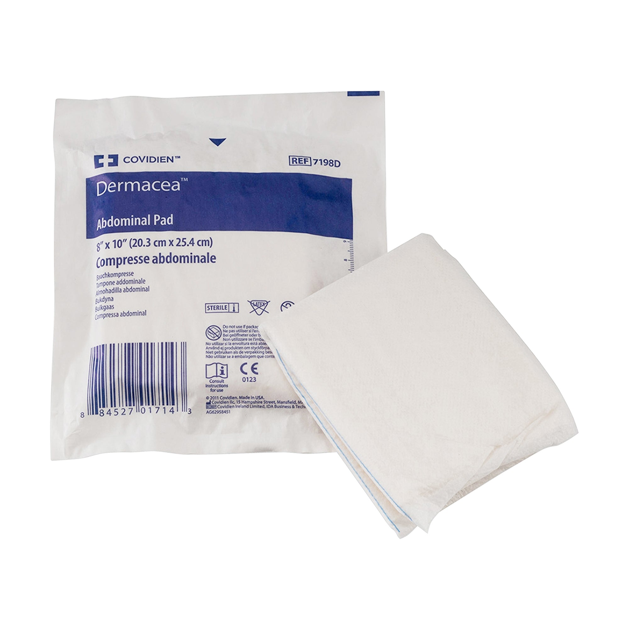 Abdominal Pad Dermacea 8 X 10 Inch Sterile 1 per Pack, Packaging Type- Case