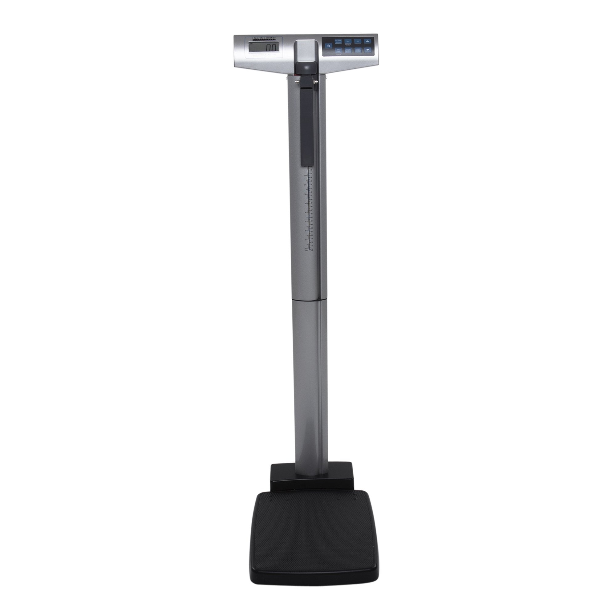 Column Scale with Height Rod Health O Meter Digital Display 660 lbs. / 300 kg Capacity Black / Gray AC Adapter / Battery Operated