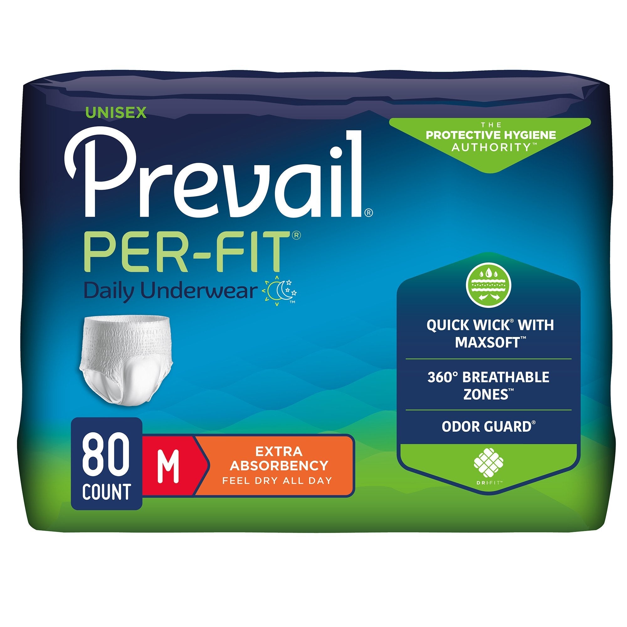 Unisex Adult Absorbent Underwear Prevail Per-Fit Extra Pull On with Tear Away Seams Medium Disposable Heavy Absorbency, Packaging Type- Case