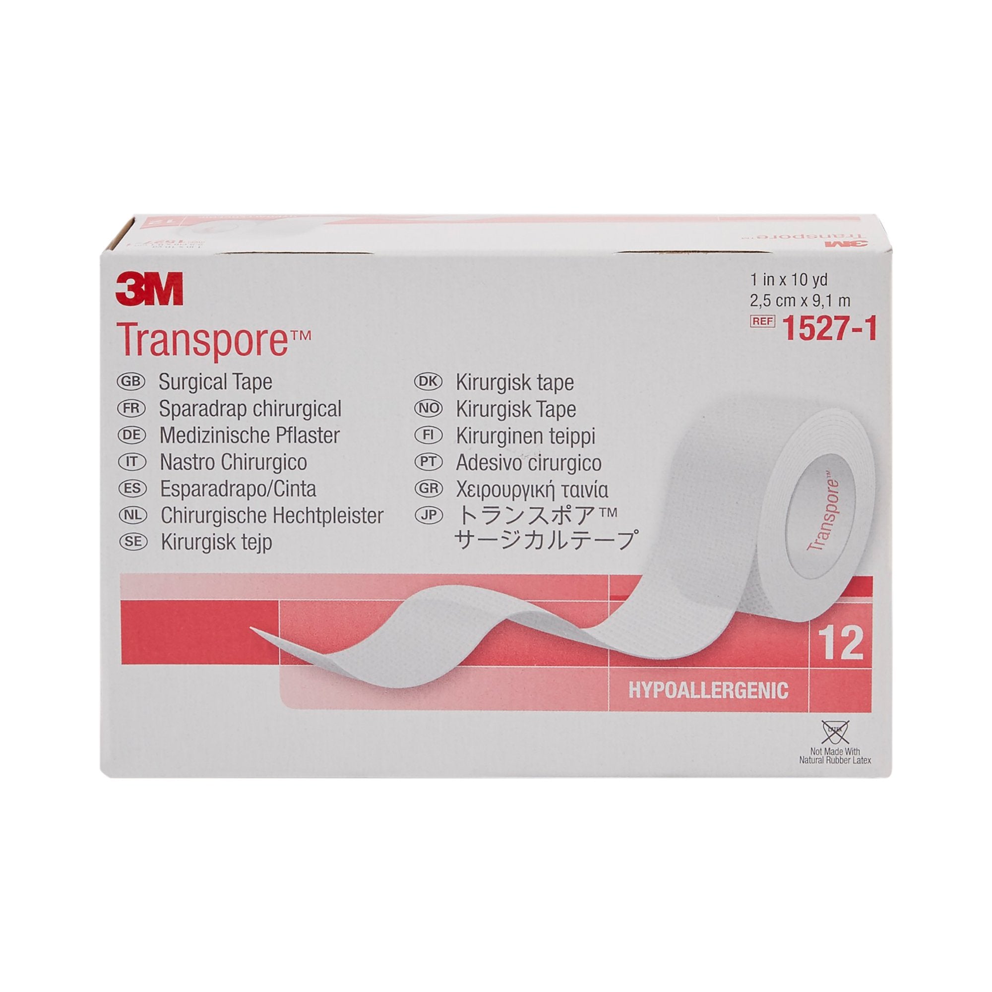Medical Tape 3M Transpore Transparent 1 Inch X 10 Yard Plastic NonSterile
