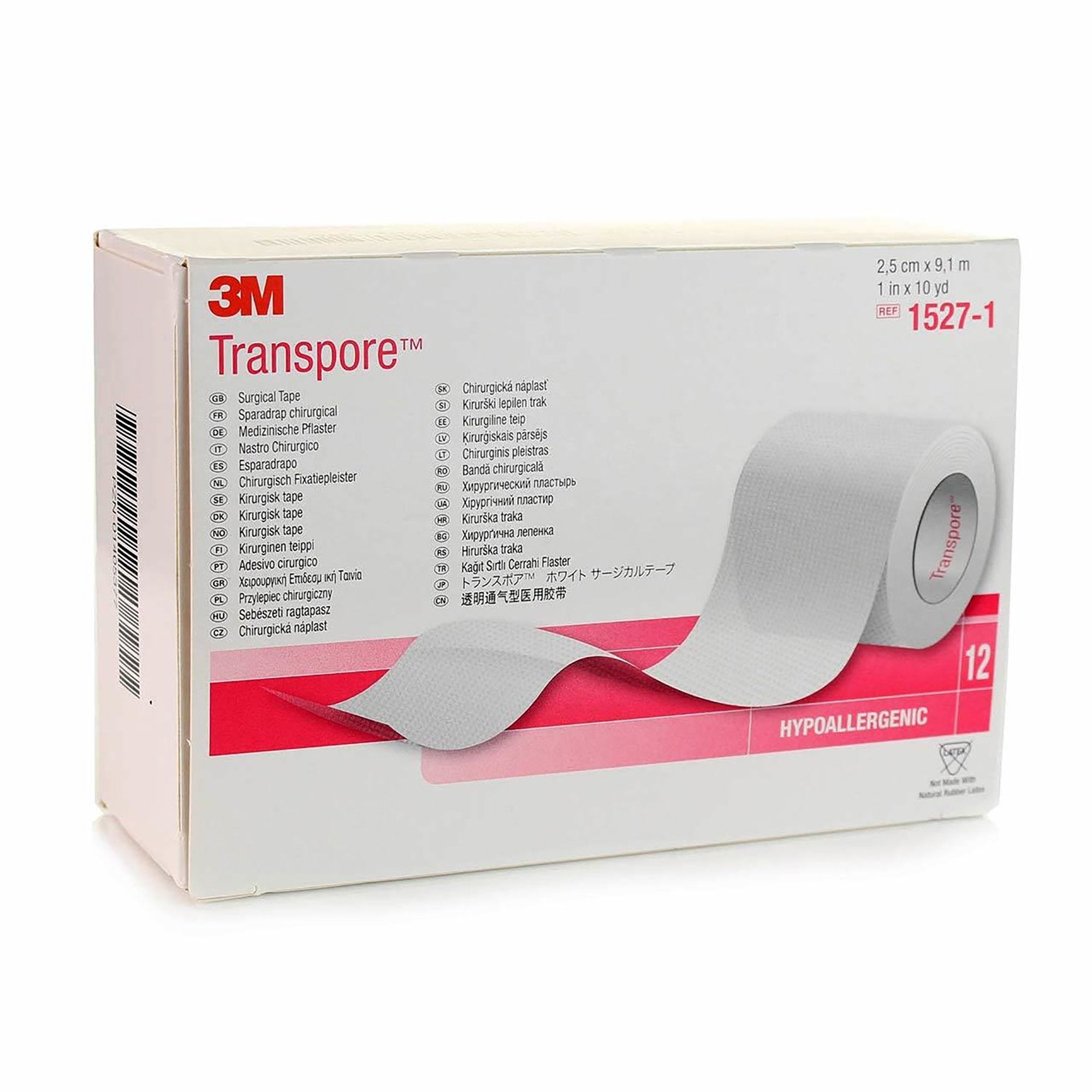 Medical Tape 3M Transpore Transparent 1 Inch X 10 Yard Plastic NonSterile