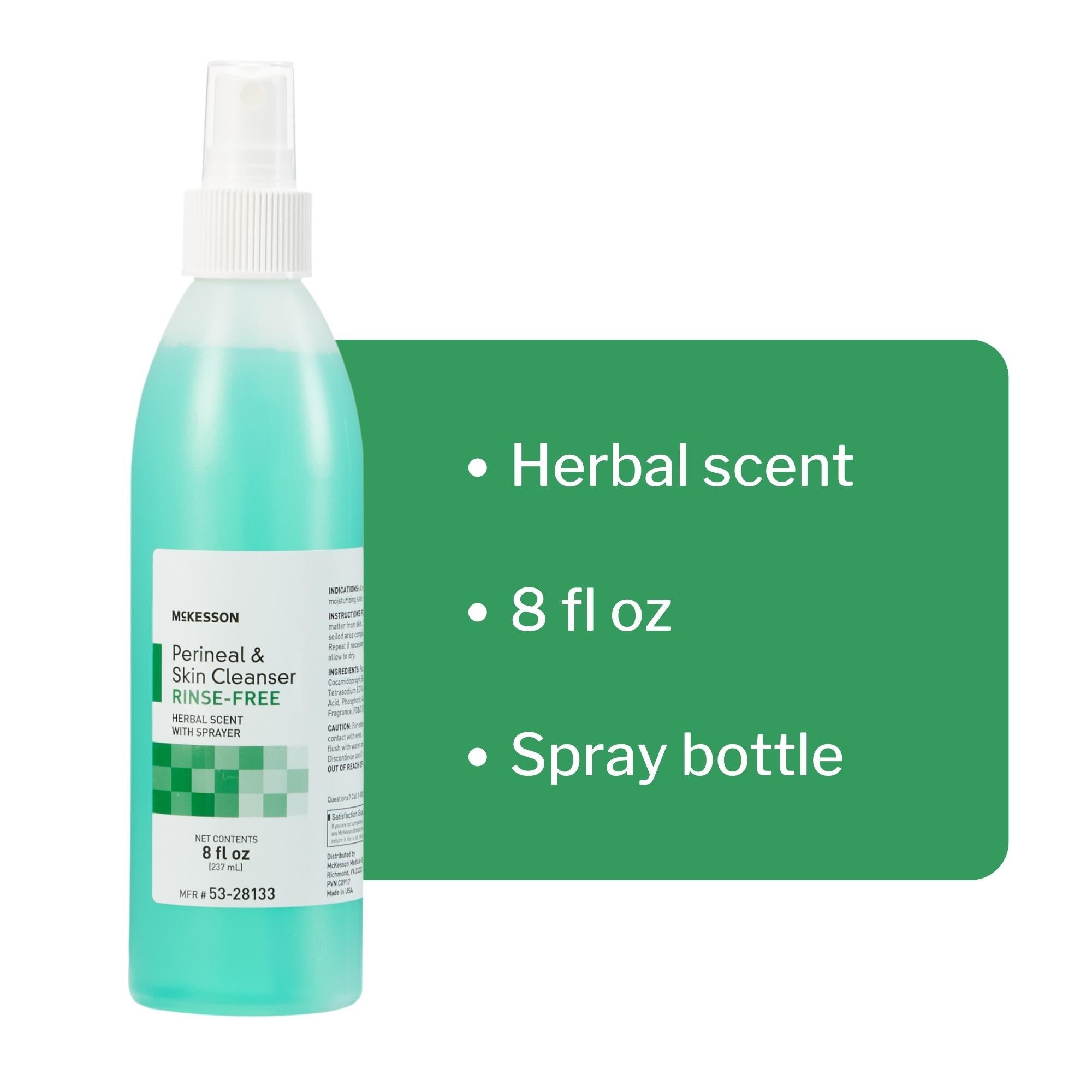 Rinse-Free Perineal Wash McKesson Liquid 8 oz. Pump Bottle Herbal Scent