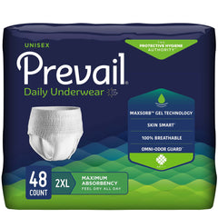 unisex adult absorbent underwear prevail daily underwear extra pull on with tear away seams 2x large disposable moderate absorbency packaging type case