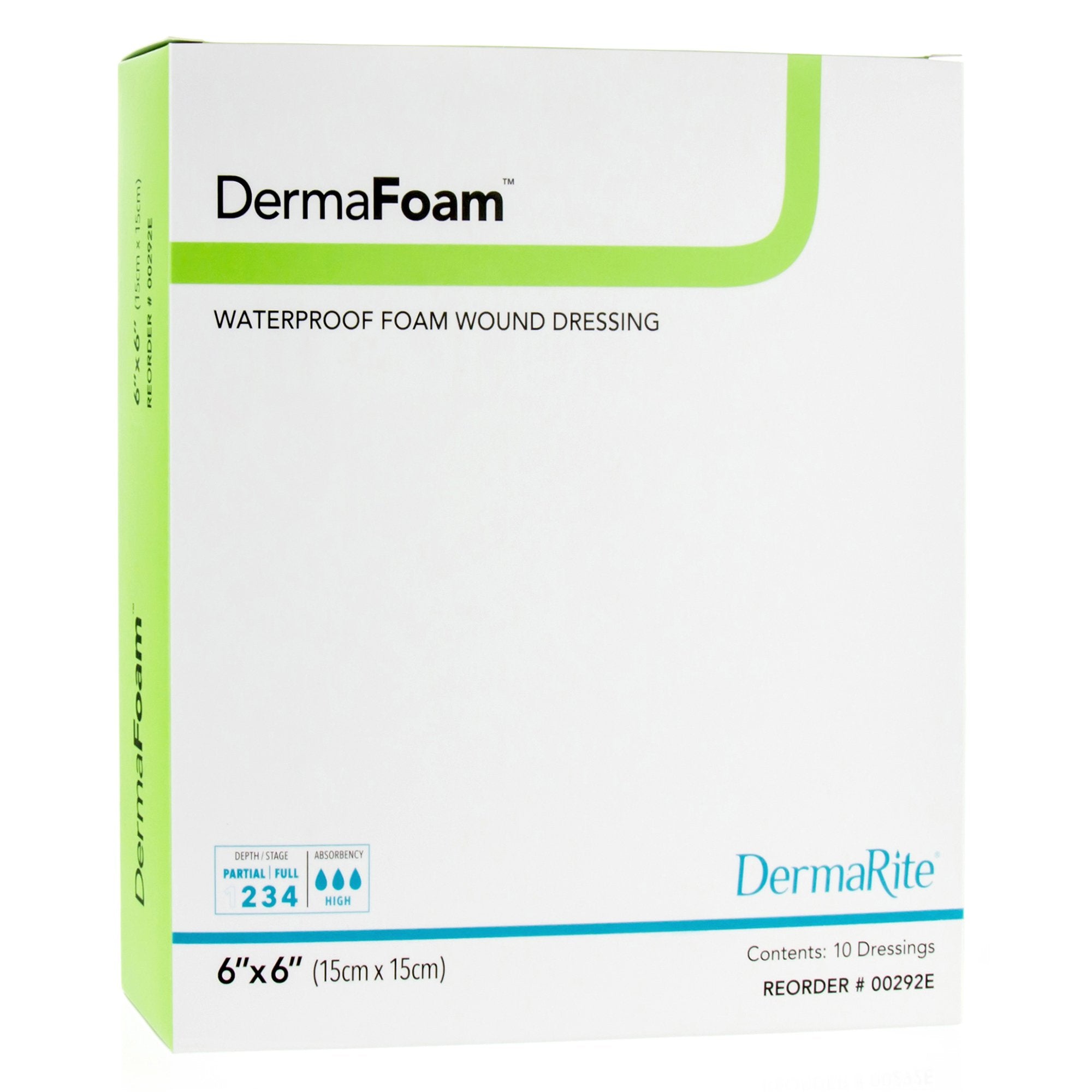 Foam Dressing DermaFoam 6 X 6 Inch Without Border Waterproof Backing Nonadhesive Square Sterile,Packaging Type- Box