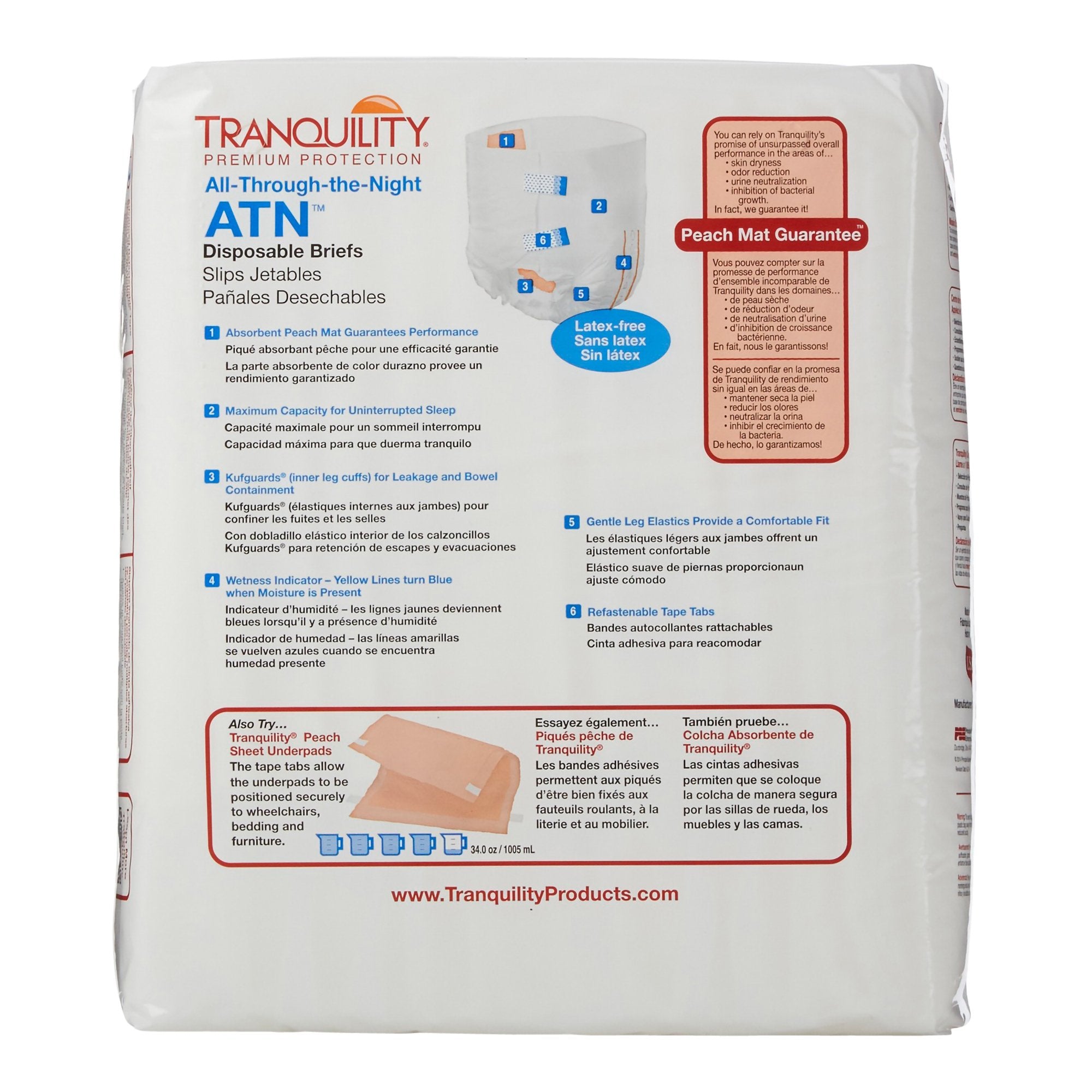 Unisex Adult Incontinence Brief Tranquility ATN X-Large Disposable Heavy Absorbency, Packaging Type- Case