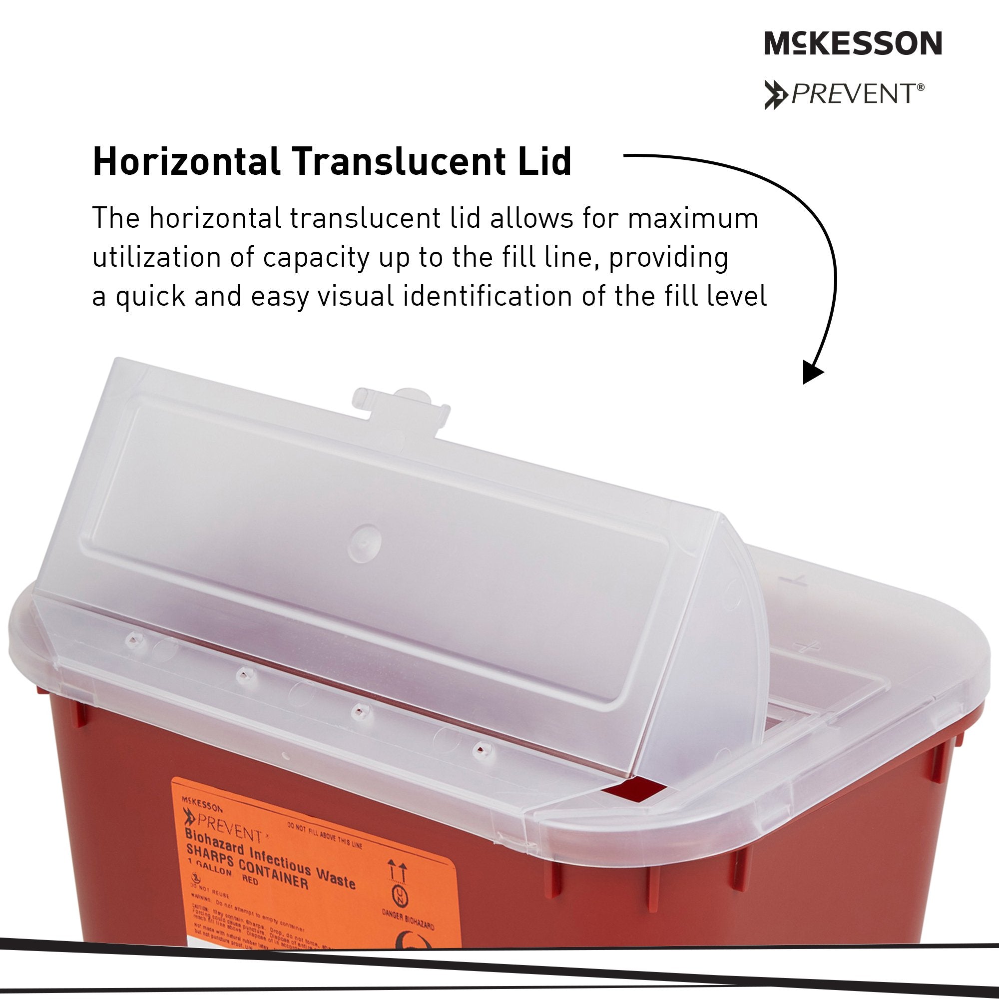 Sharps Container McKesson Red Base 5 H X 10 W X 7 D Inch Horizontal Entry 1 Gallon, Packaging Type- Case