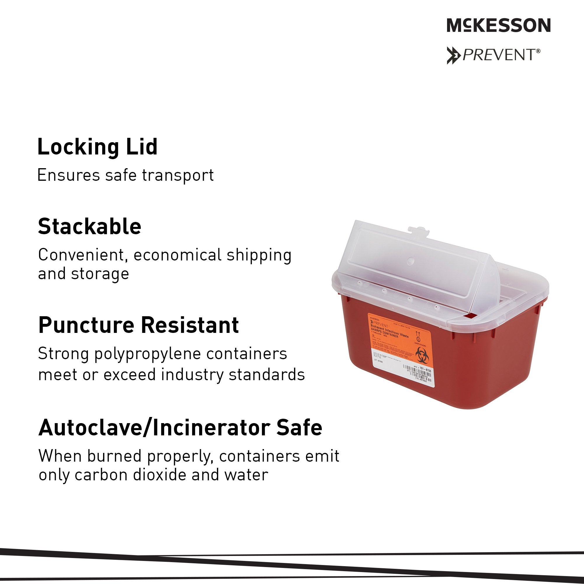 Sharps Container McKesson Red Base 5 H X 10 W X 7 D Inch Horizontal Entry 1 Gallon, Packaging Type- Case