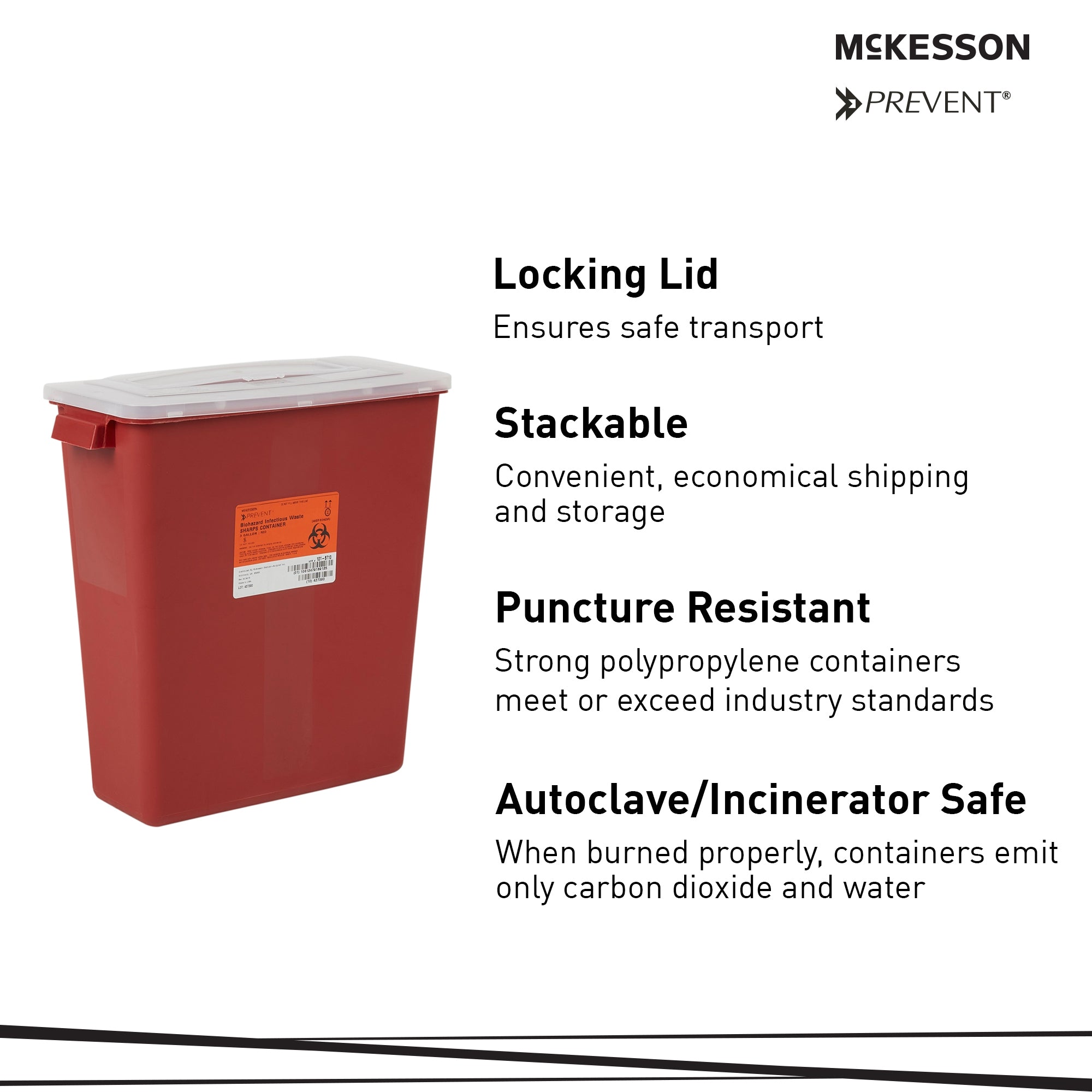 Sharps Container McKesson Red Base 13-1/2 H X 12-1/2 W X 6 D Inch Horizontal Entry 3 Gallon, Packaging Type- Case